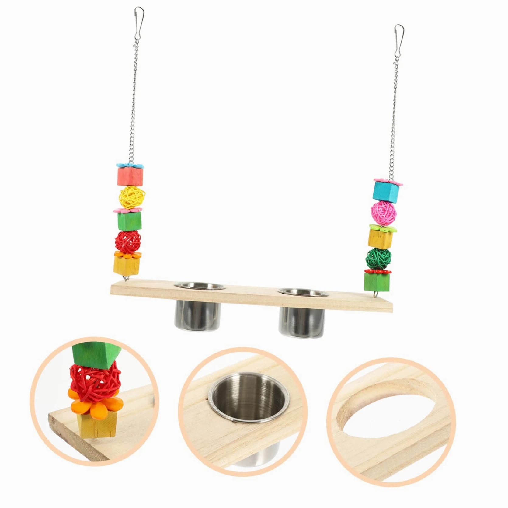 minkissy 5 piezas de juguete de búsqueda de loro, perca de pollito, columpio de loro con taza de comida, juguete de mordida de loro, juguetes de pájaros para cacatúas, perchas, juguete de loro,