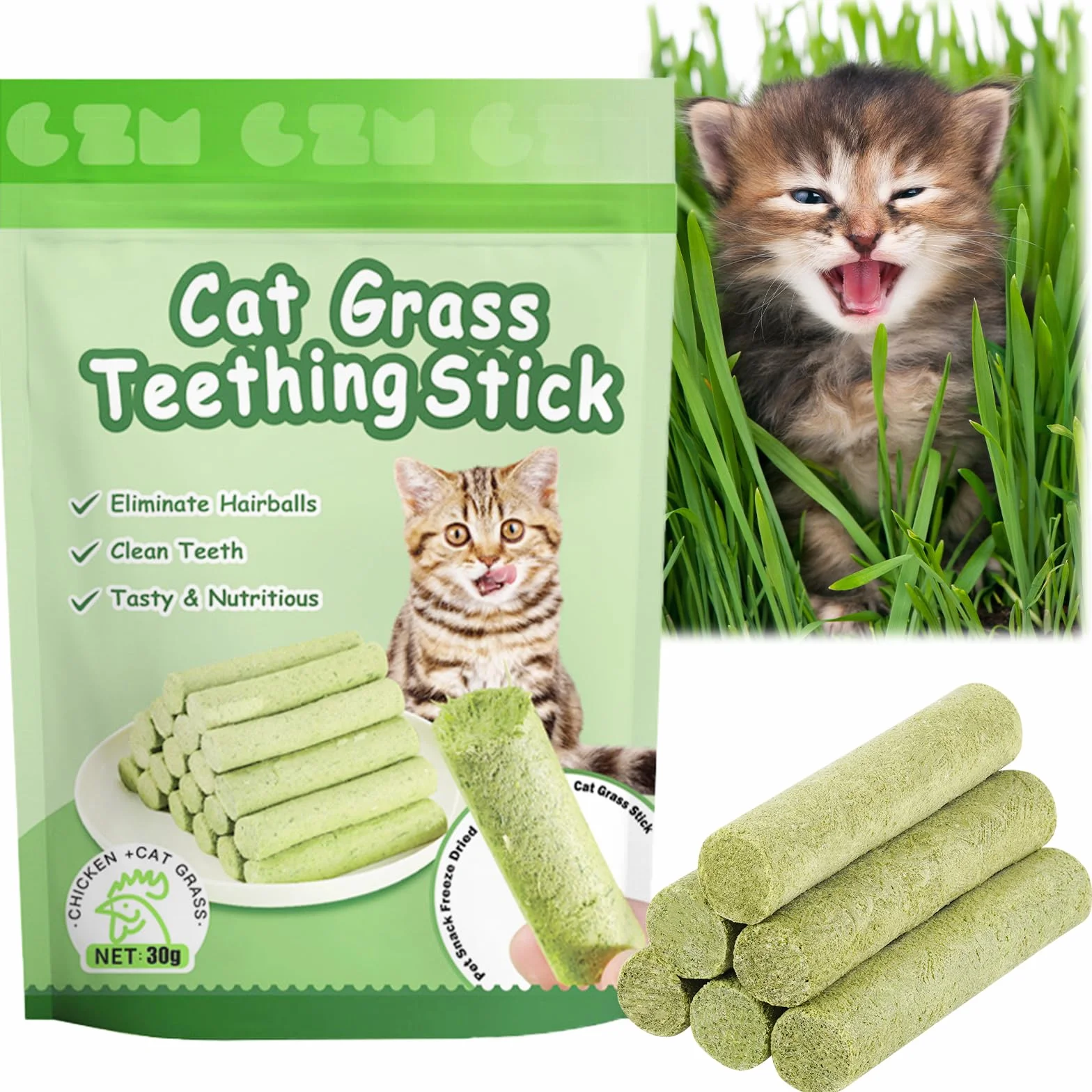 OSDUE Golosina Masticable Liofilizada para Limpieza de Dientes - 30g Palillos Gatera, 6 Piezas