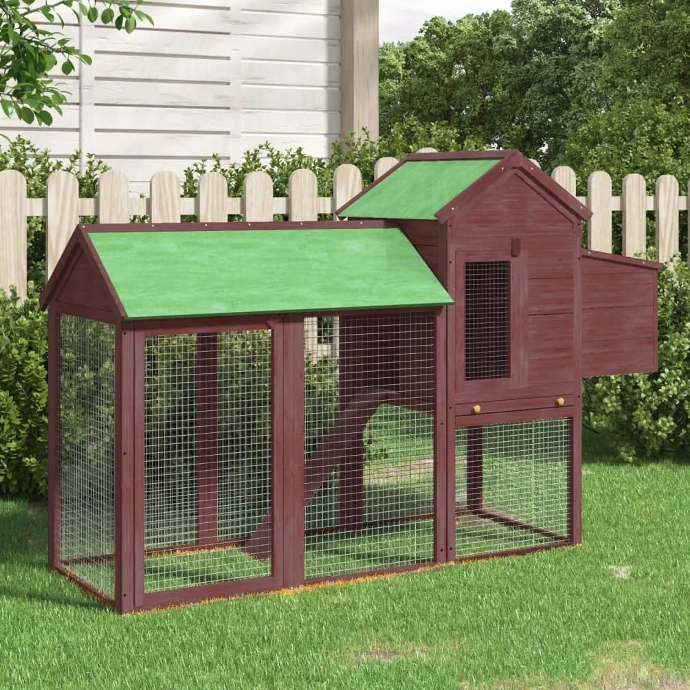 Gallinero moca 193 x 65 x 117 cm de madera maciza de pino con nido, rampa y zona para dormir, estable gallinero para aves de corral, patos y conejos
