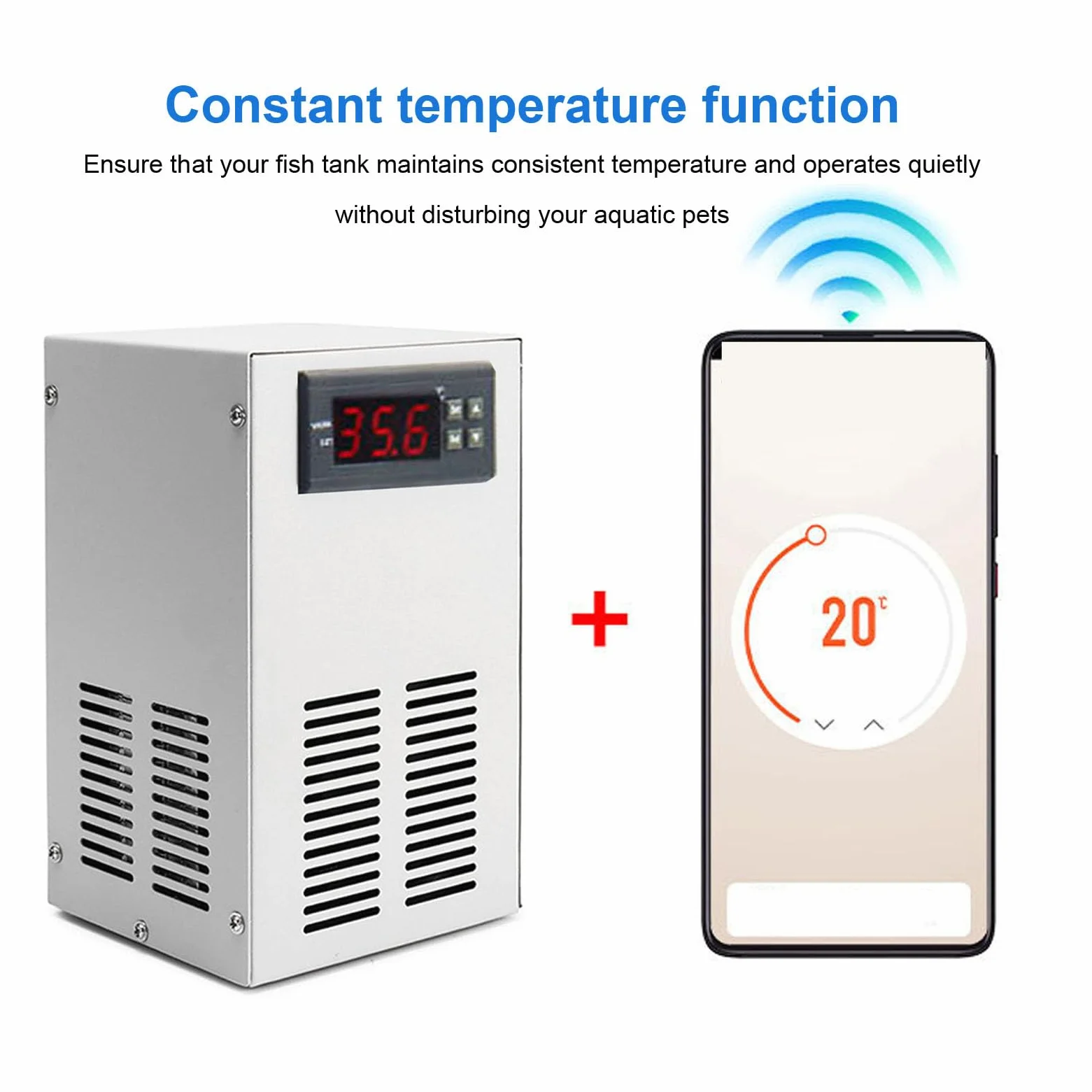 Enfriador de Acuario, Refrigeración de Agua Ultra Silenciosa que Ahorra Energía con Ajustes de Enfriamiento de Temperatura Ajustables, para Acuario de Peces 20L (Enchufe europeo 220V)