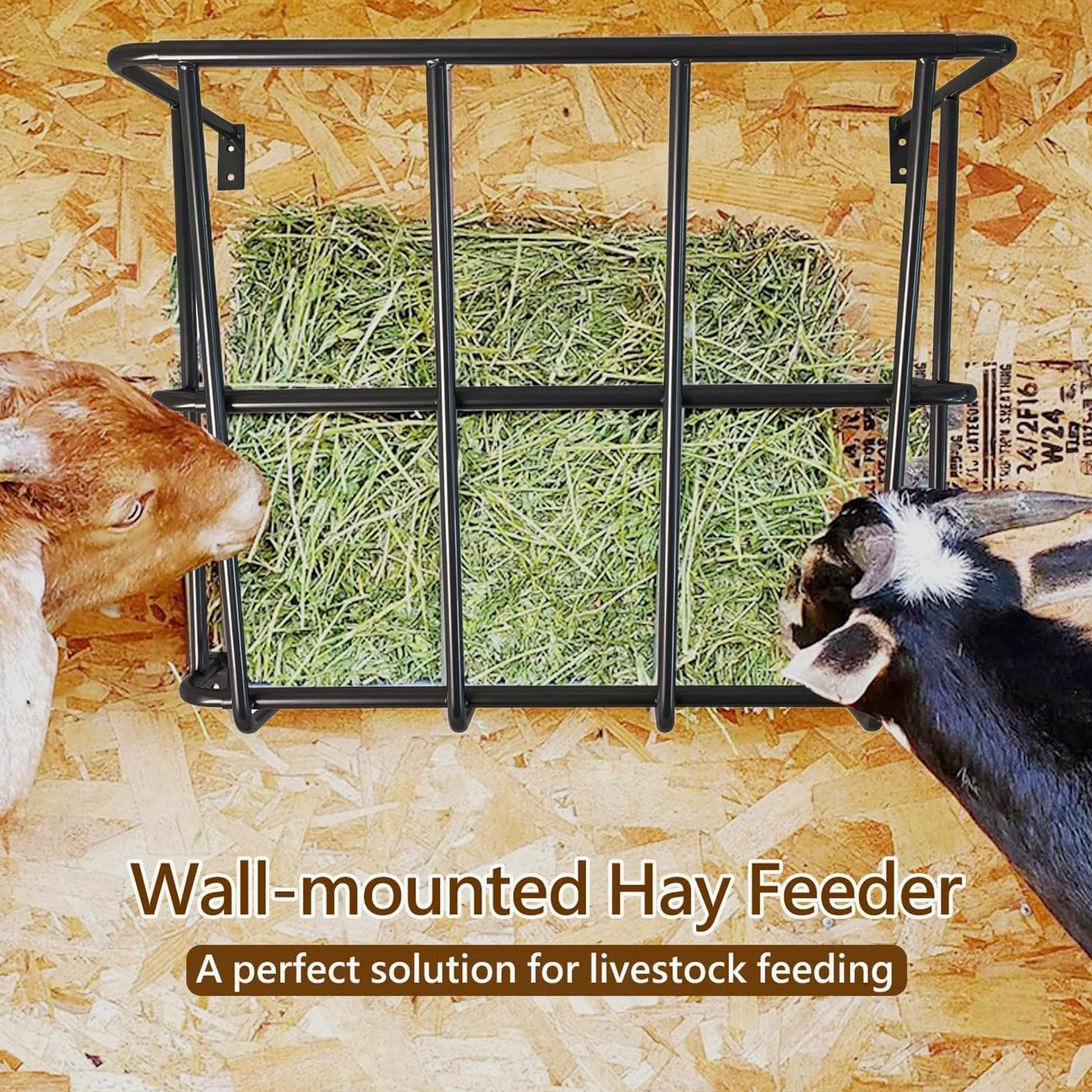 Alimentador de heno de cabra de aleación de aluminio resistente desmontable para heno para caballos de oveja y más, 24 x 20 x 12 pulgadas