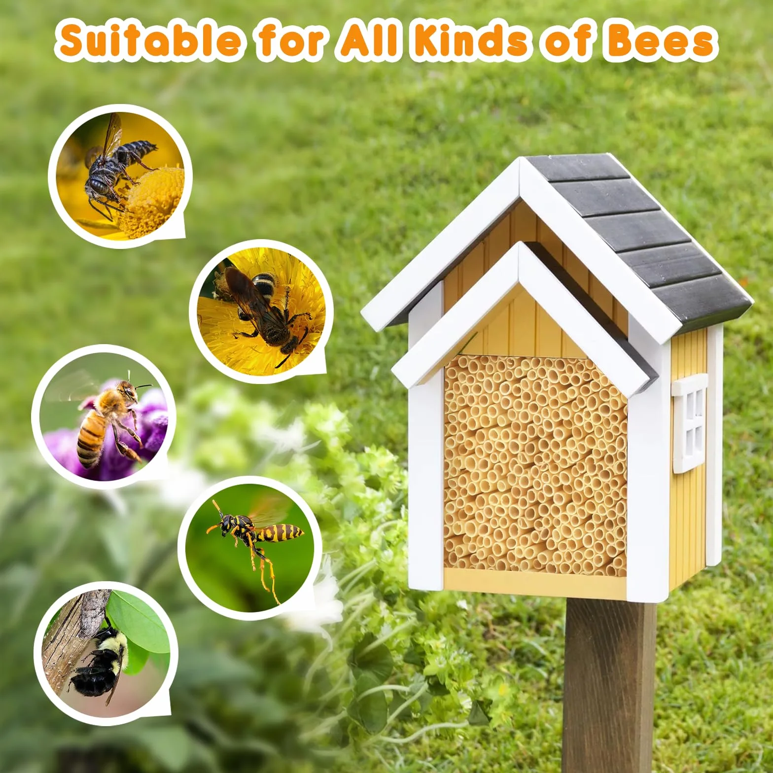 Kit Hotel de Insectos 300 Piezas - Pajitas de Trigo Tubos Nidos 14.5 cm para Abejas, Mariposas y Otros