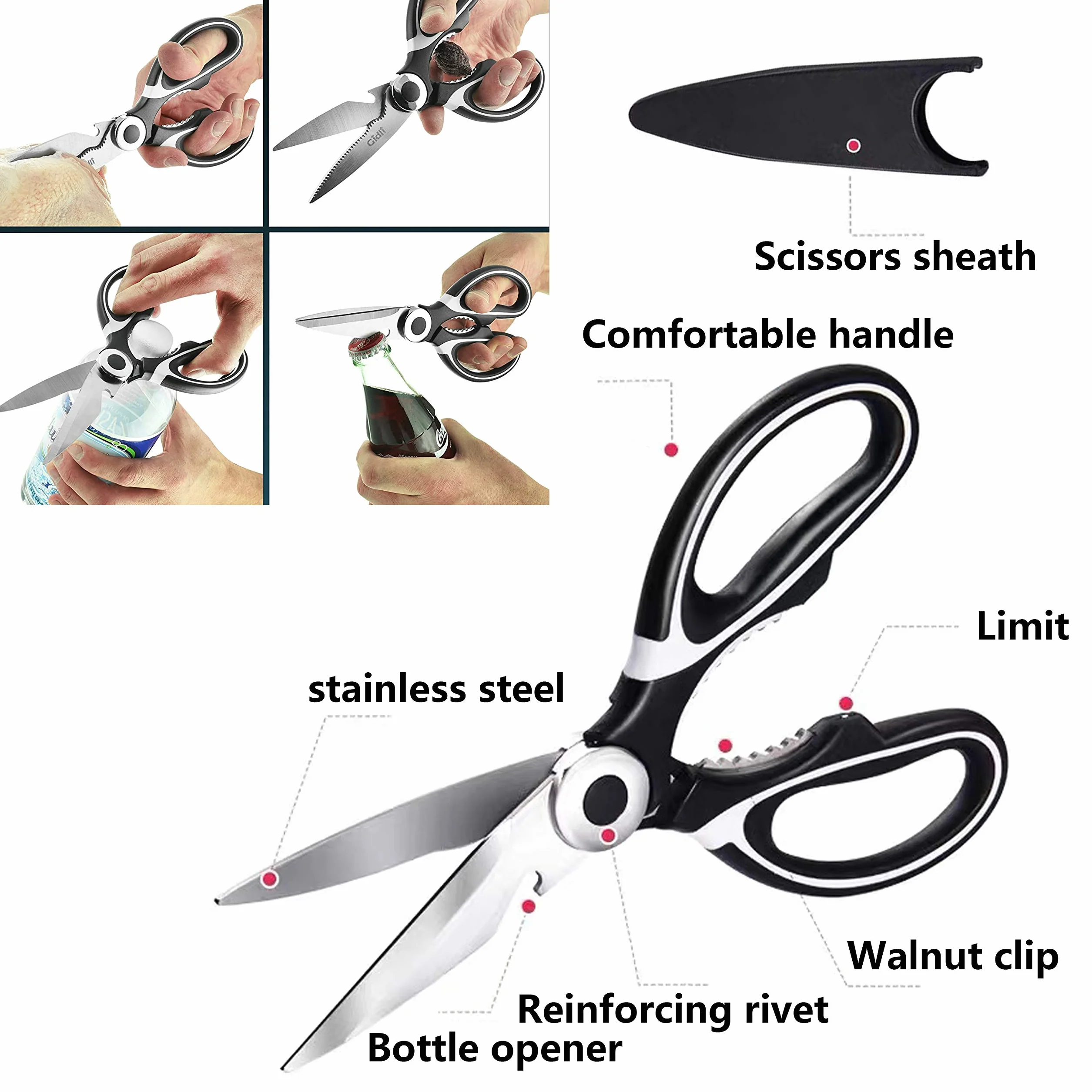Kit de limpieza de peces, 7 cuchillos de pesca recubiertos, cepillo de limpieza de escamas, tijeras multifuncionales, guantes anticorte, pinzas