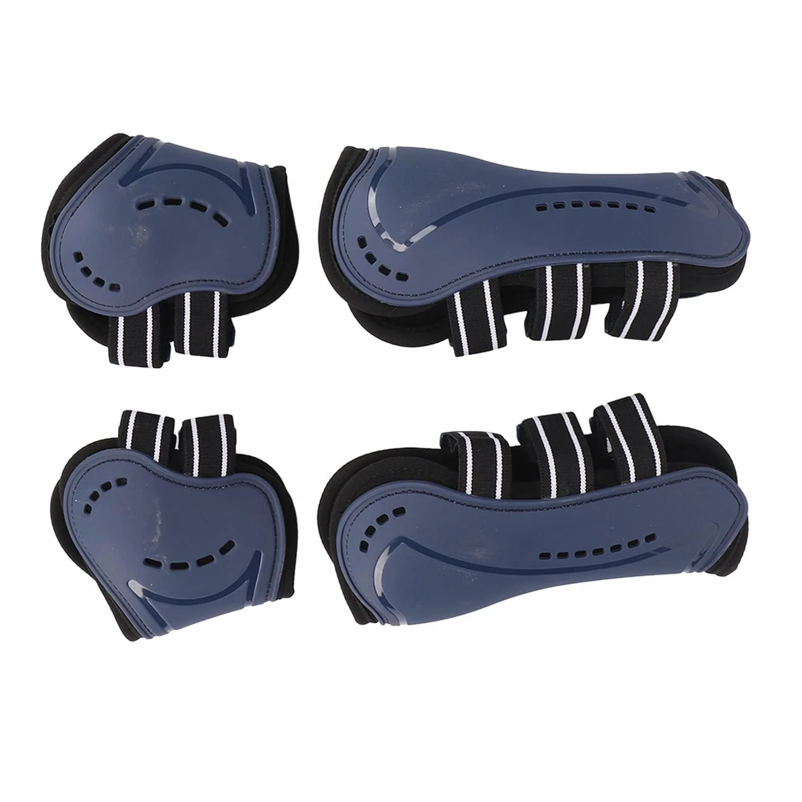 Botas Protectoras Para Tendón De Caballo, Bota De Menudillo Frontal Abierta Ajustable, Botas Protectoras Transpirables Para Tendón De Salto De Caballo, Juego Azul De 4(M)
