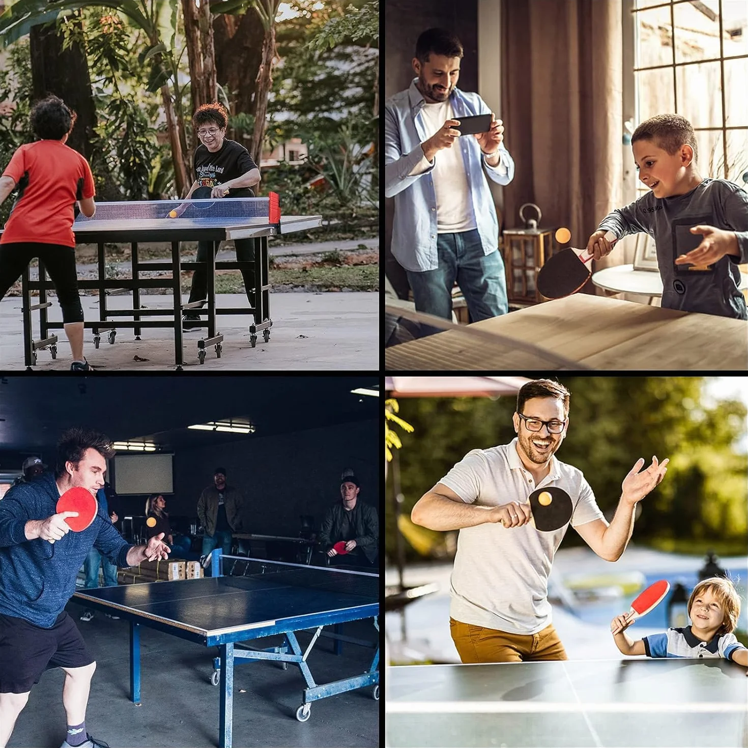 Red de ping pong de mesa, juego con 2 raquetas, 6 bolas, extensible y bolsa de transporte