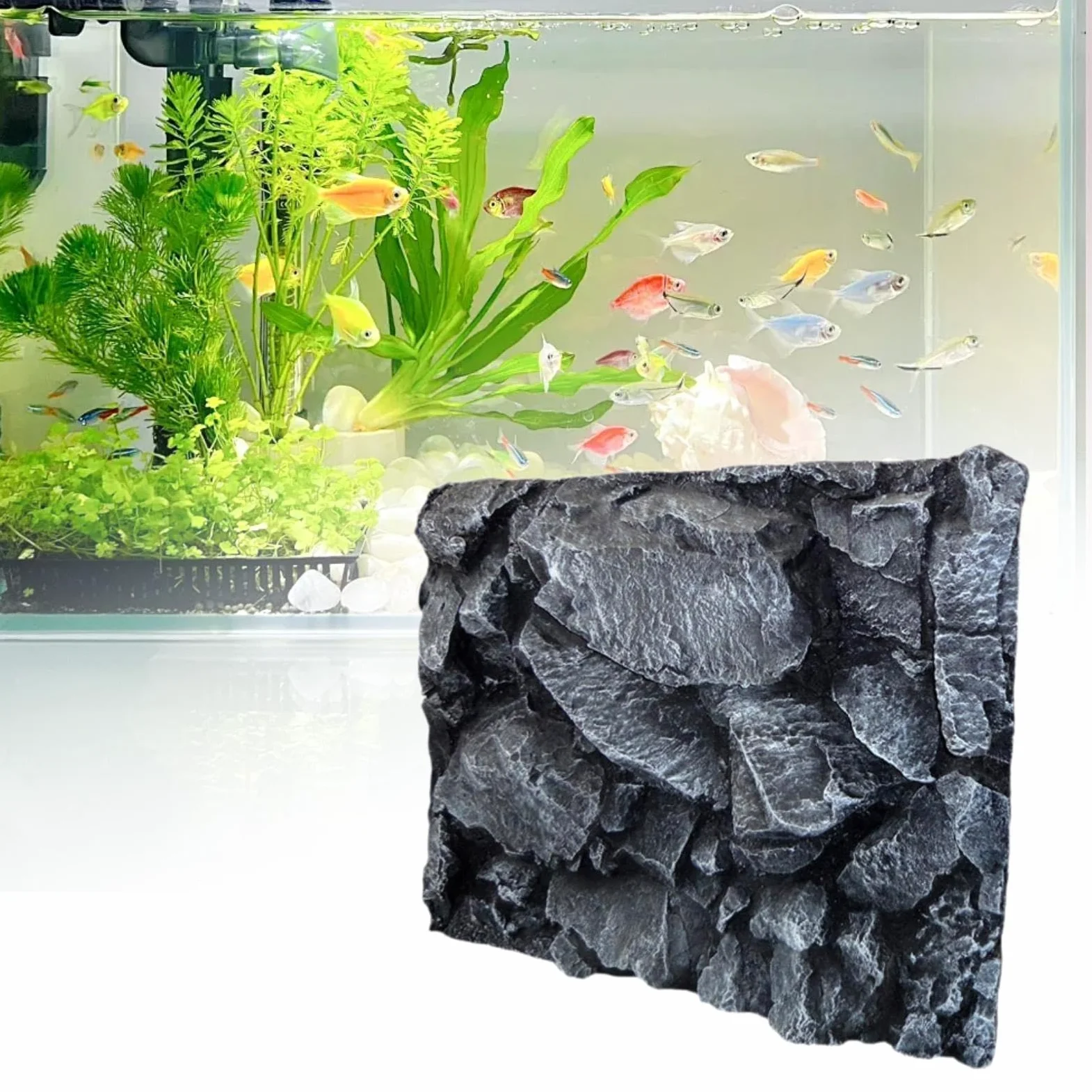 Decoración de Fondo para Terrario de Reptiles en 3D, Fondo para Terrario, Decoración de Pared, 60x45x6.5cm para Dragón Y Tortuga. Accesorios V, a, Individual