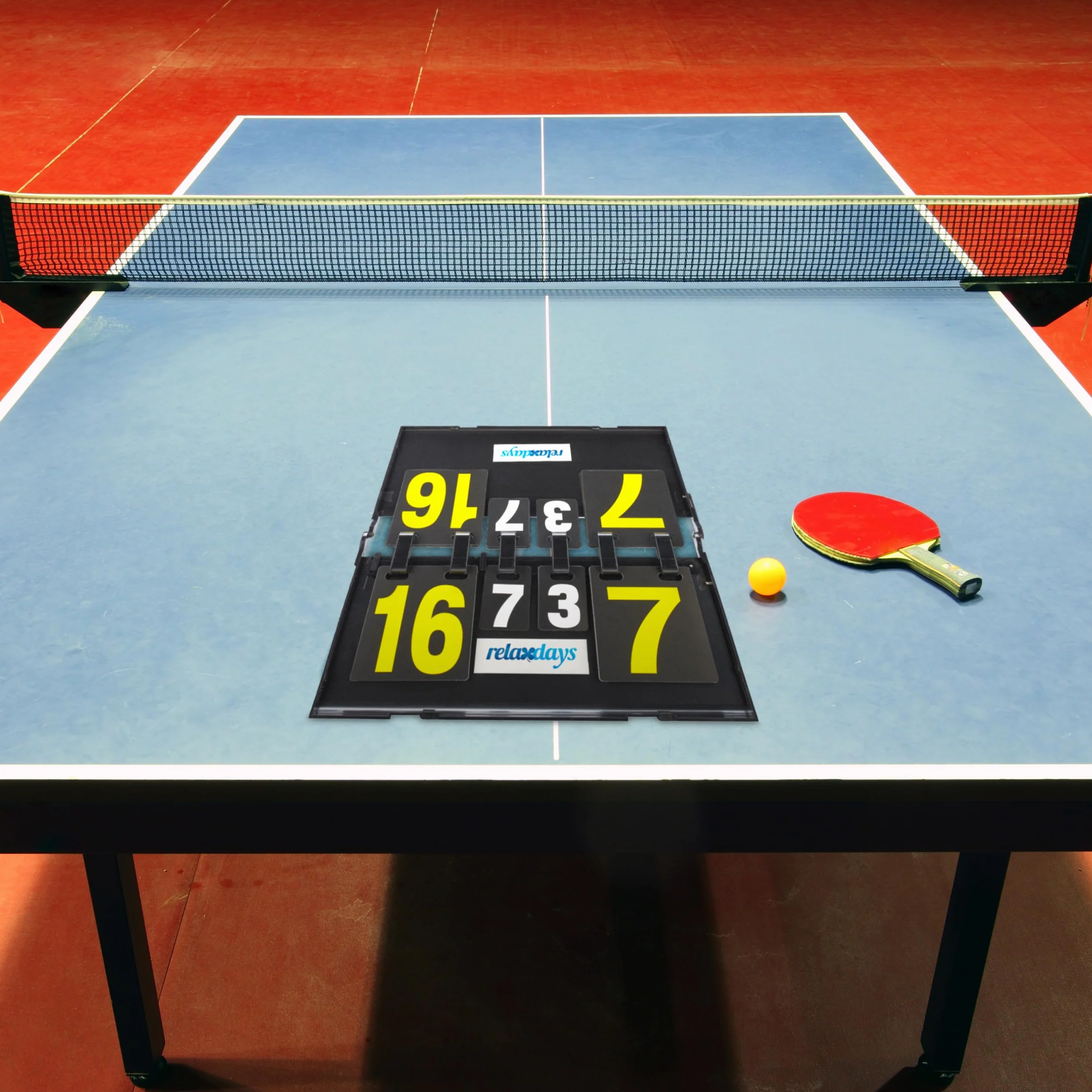 Relaxdays Marcador Ping Pong, Plástico Resistente, 21 x 38 x 20 cm, 1 Kg, Puntos 0-29, Sets 0-7, Tenis de Mesa, Negro