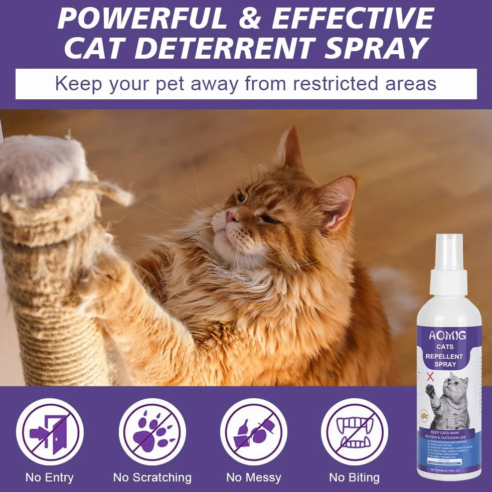Aomig Spray Arañazos Gatos, 200ml Spray Repelente para Gatos, Spray Arañazos Gatos y Gatitos para Proteger Sofá y Muebles, Ideal para Uso Indoor y Outdoor