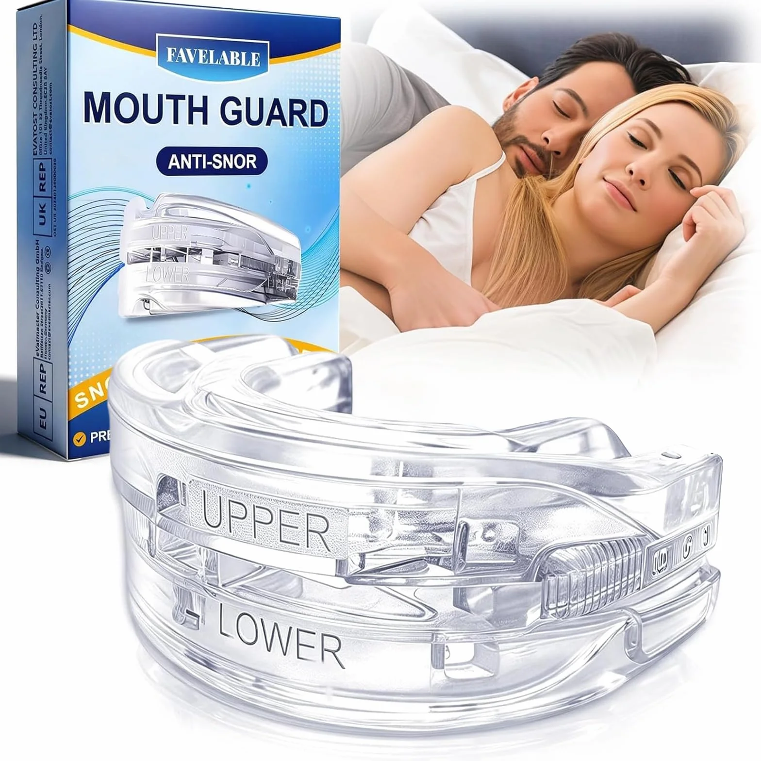 Férula Dental Antironquidos para Dormir Reutilizable para Hombres y Mujeres