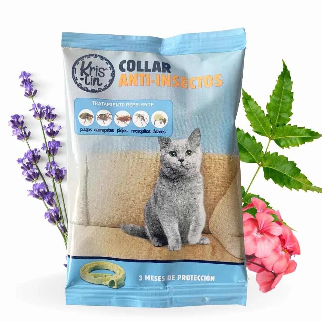 Collar antiparasitario para Gatos con Margosa, geraniol y lavandino, Cítrico, Marrón, 33cm