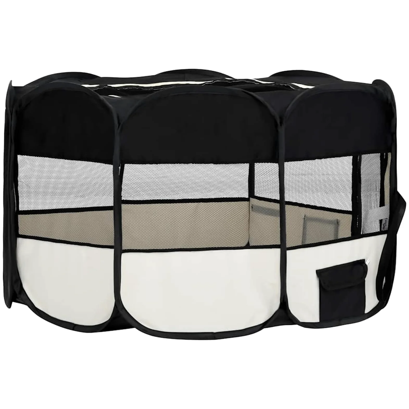 Fasba Parque Plegable para Perros - Entrenamiento y Juegos, 145x145x61 cm, Negro y Crema, Poliéster y Acero, Incluye Bolsa de Transporte Modelo FCLRZJ-171008ES