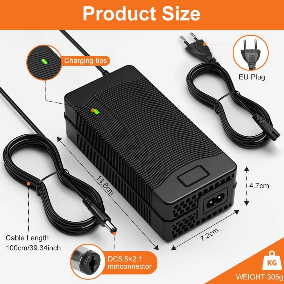 Cargador Patinete Eléctrico 54.6V 2A Universal Baterías Litio 6 Conectores 48V Adaptador Xiaomi M365