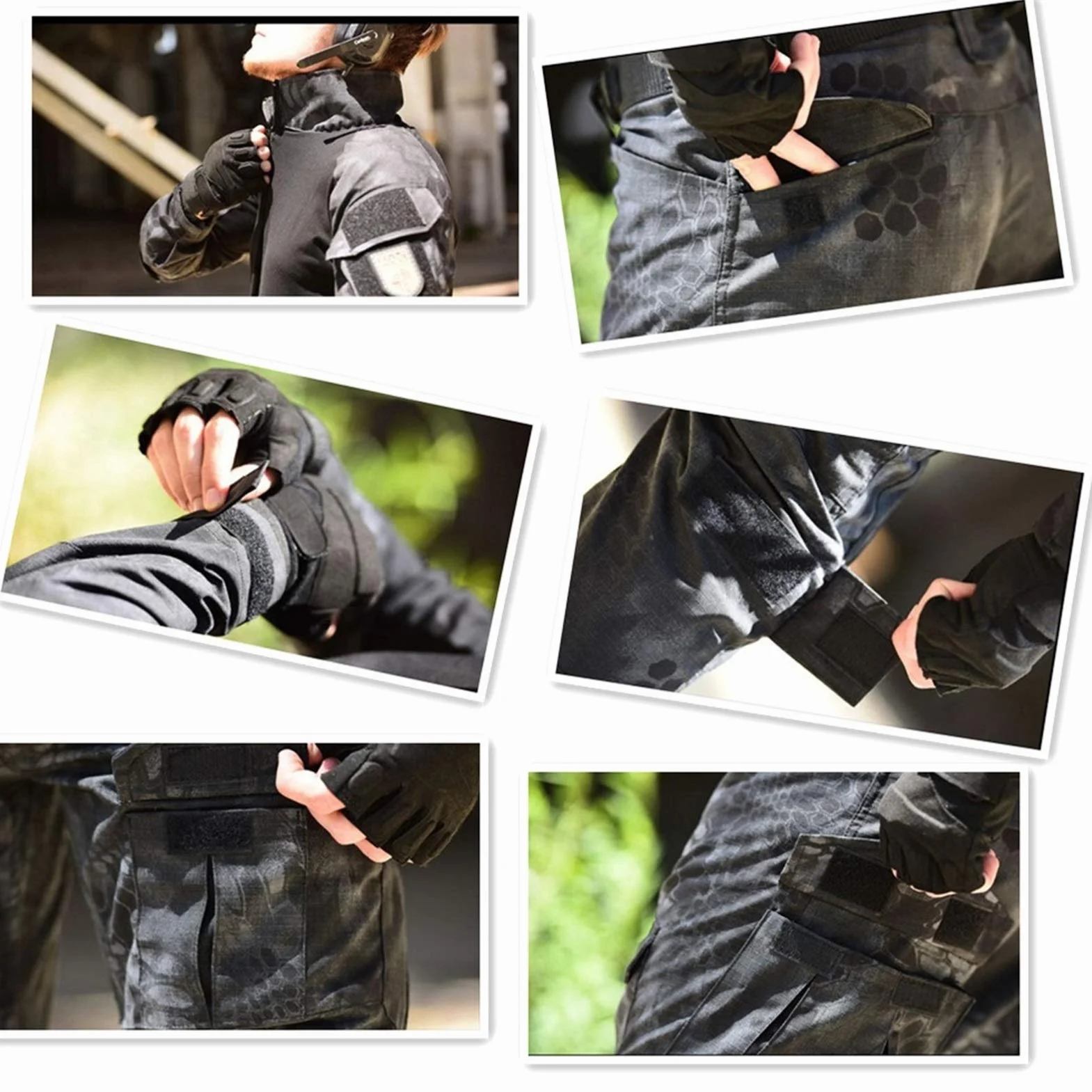 Ropa de Camuflaje Militar Uniforme para Hombres Camisa Combate Pantalones Rodilla Waistcoat