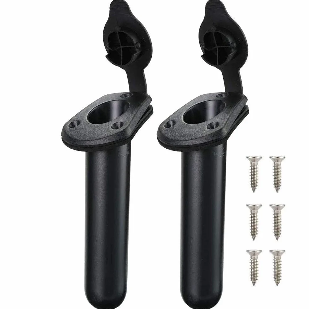 POFET 2 soportes de plástico para caña de pescar con cubierta de tapa, accesorios de pesca para kayak, canoa, barco