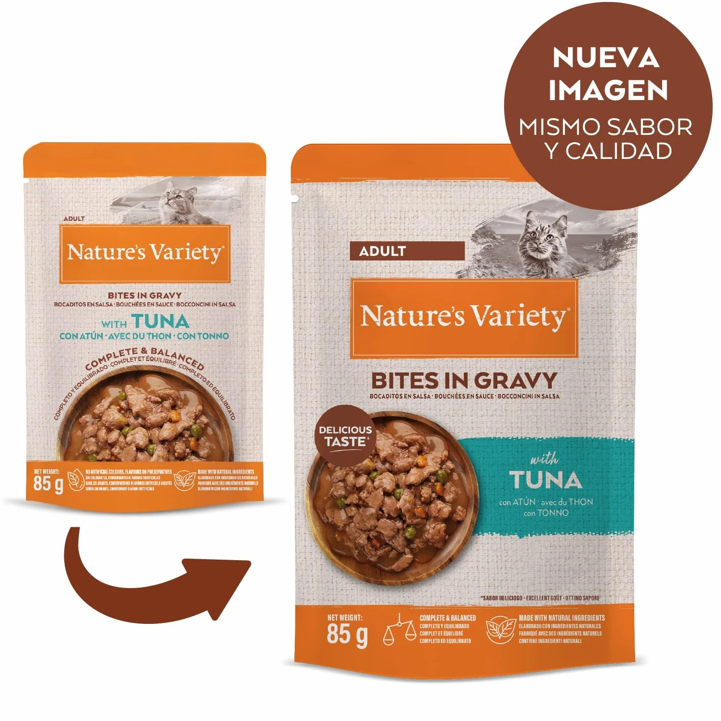 Nature's Variety Bocaditos en Salsa Comida Húmeda para Gatos Cajita Multisabor 12 x 85g