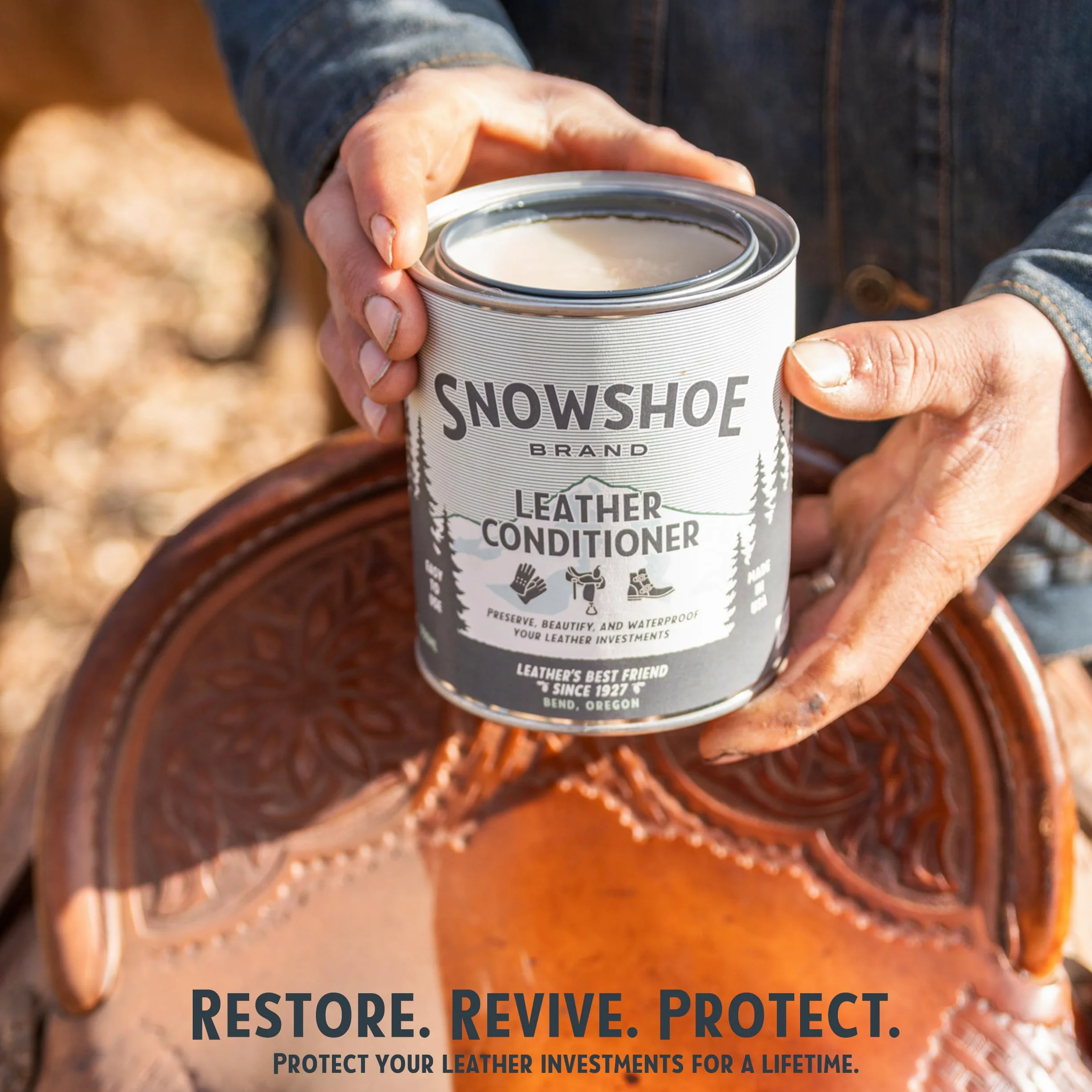 Generic Apósito de cuero para raquetas de nieve, acondicionador de cuero, protege, acondiciona, restaura y protege el cuero resistente al agua, acondiciona los sillines y tachuelas desde 1927,