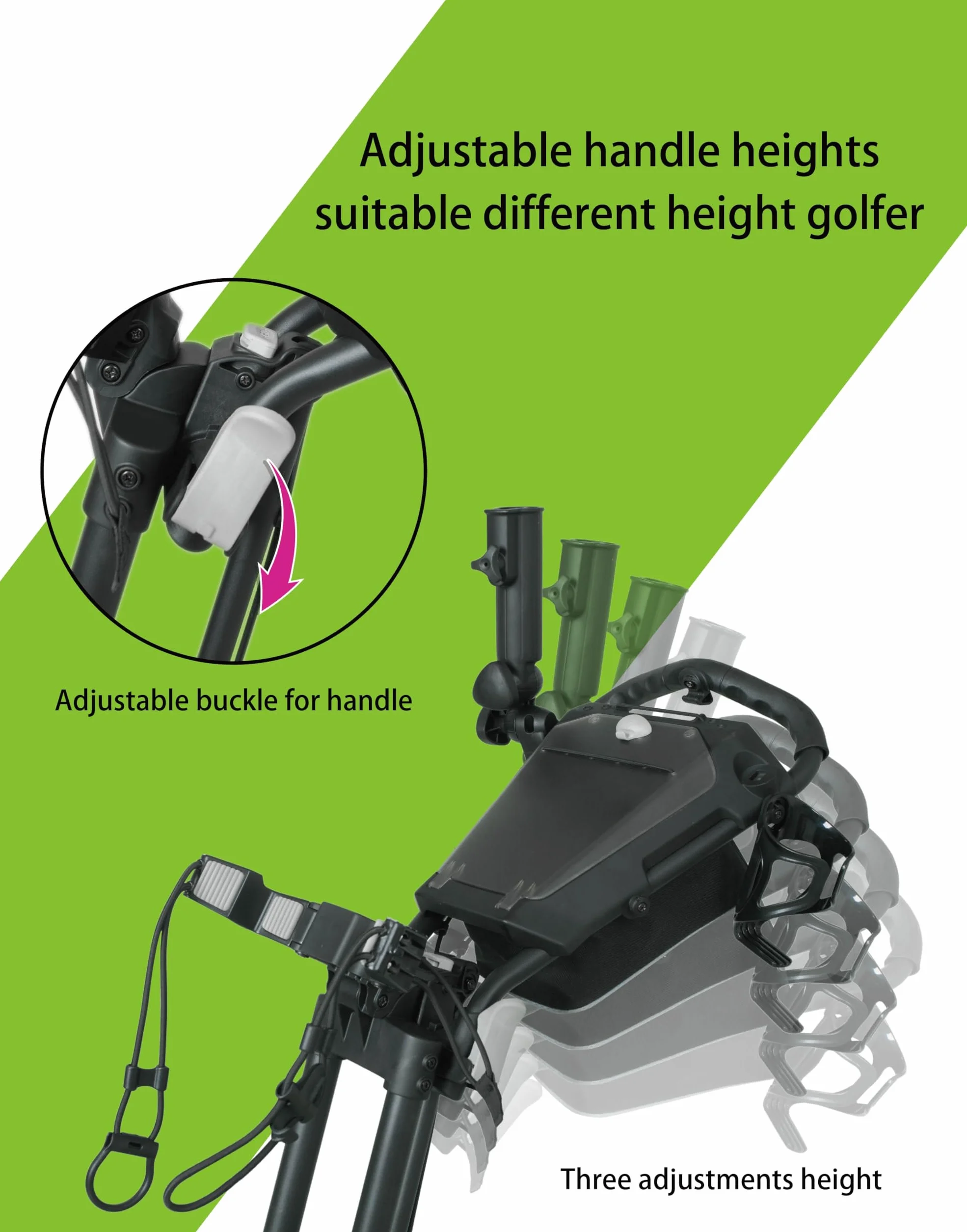 Newfly Triciclo Carrito de Golf Plegado Semiautomático Compacto Ultraligero