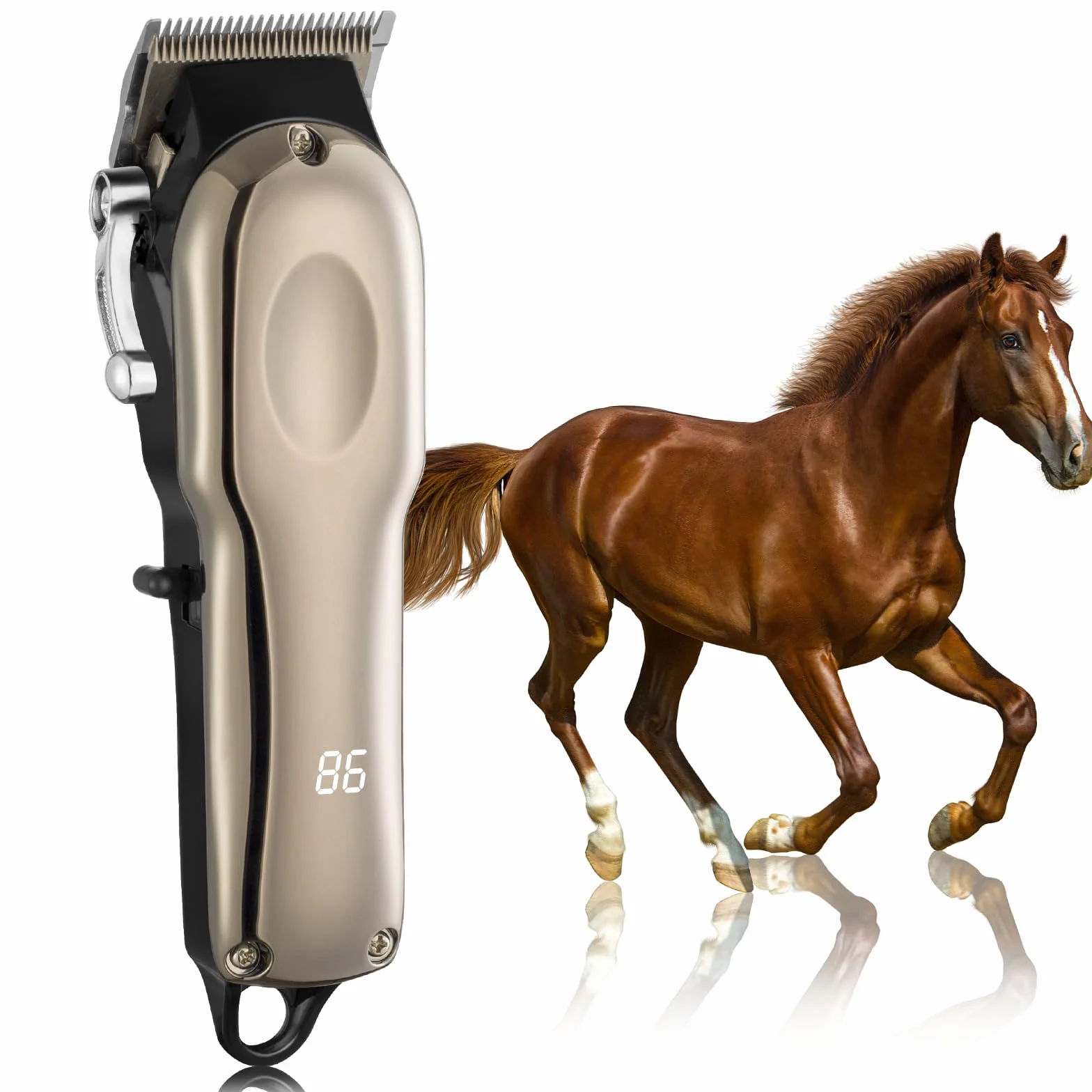 Esquiladora Caballos Inalámbrico - Maquina de Cortar Pelo Caballos Profesional Con 4 Peines Guía - Kit de Aseo Eléctrico Recargable para Caballos y Perros Gatos Mascotas