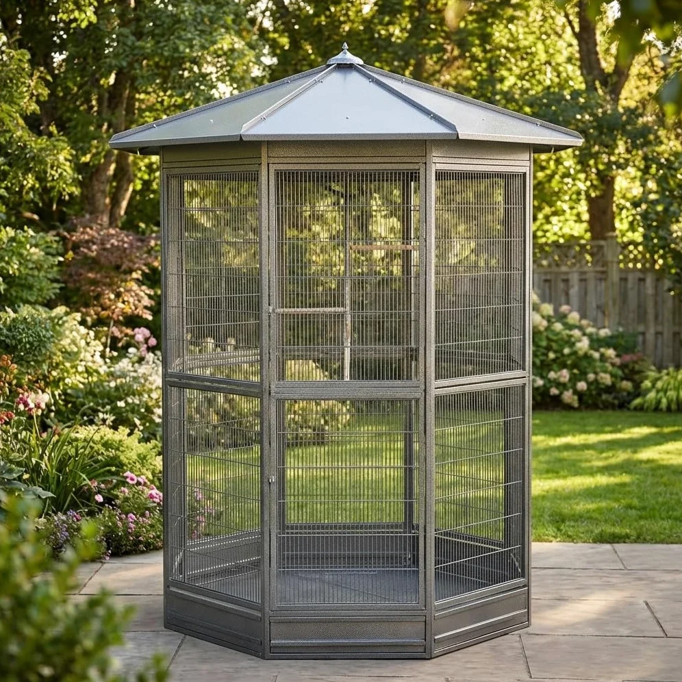 Suinga Pajarera Galvanizada 8 Lados 150x235 cm | Jaula para Pajaros Grande | Aviario Loro Canario Cacatura Guacamayo Aves