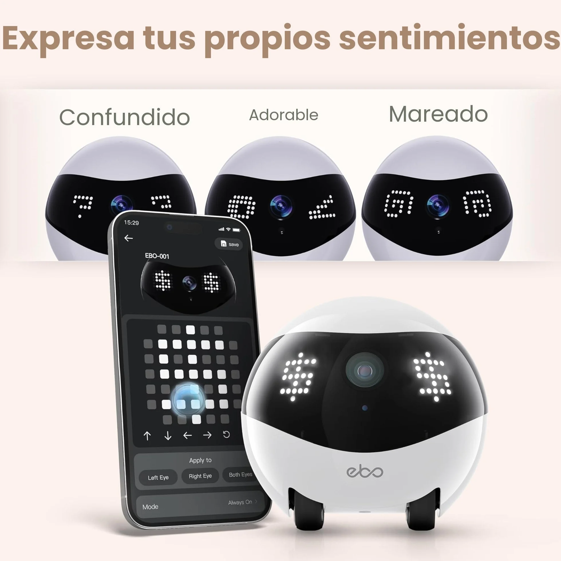 Enabot EBO Air 2 FamilyBot, cámara para mascotas con aplicación, 2 K cámaras móviles para animales de compañía con expresiones faciales personalizables, cámara inalámbrica para gatos con visión