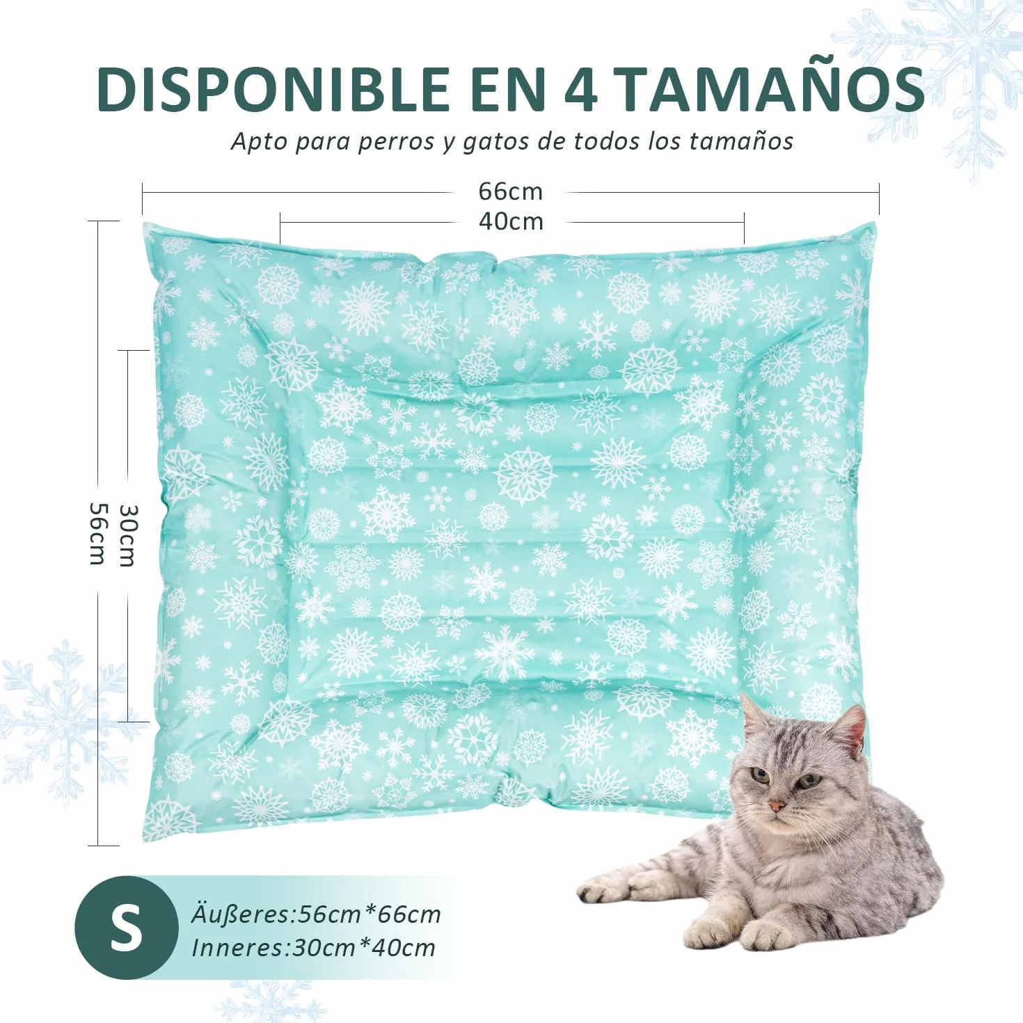 Pawtasy Alfombrilla Refrescante para Perros y Gatos Manta refrescante Perro Cama refrigerante Alfombra colchoneta Fria de Verano Fresca para Mascotas pequeños S 56 x 66 cm