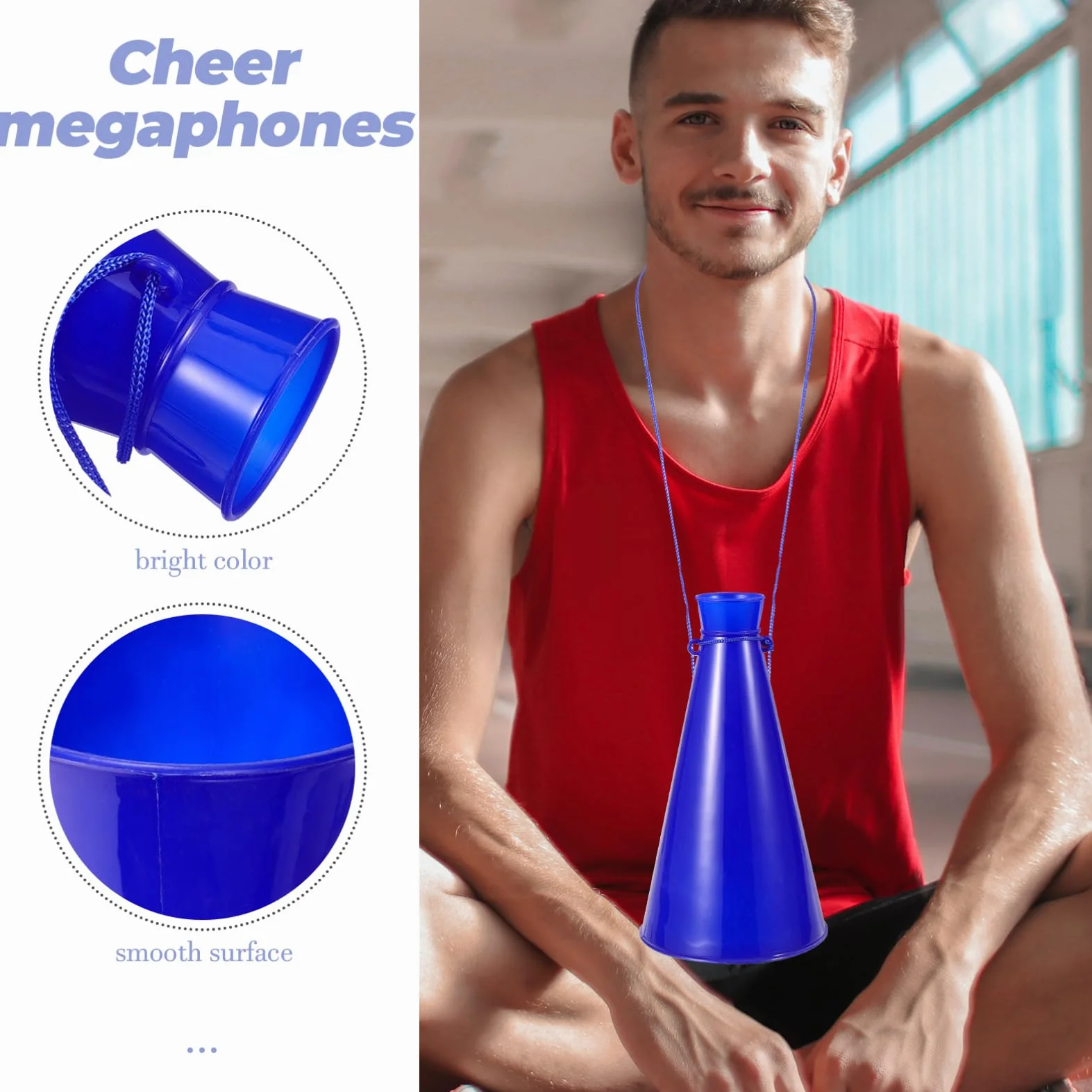 DECHOUS Megáfono De Alegría Portátil de Plástico para Deportes Fiesta Azul