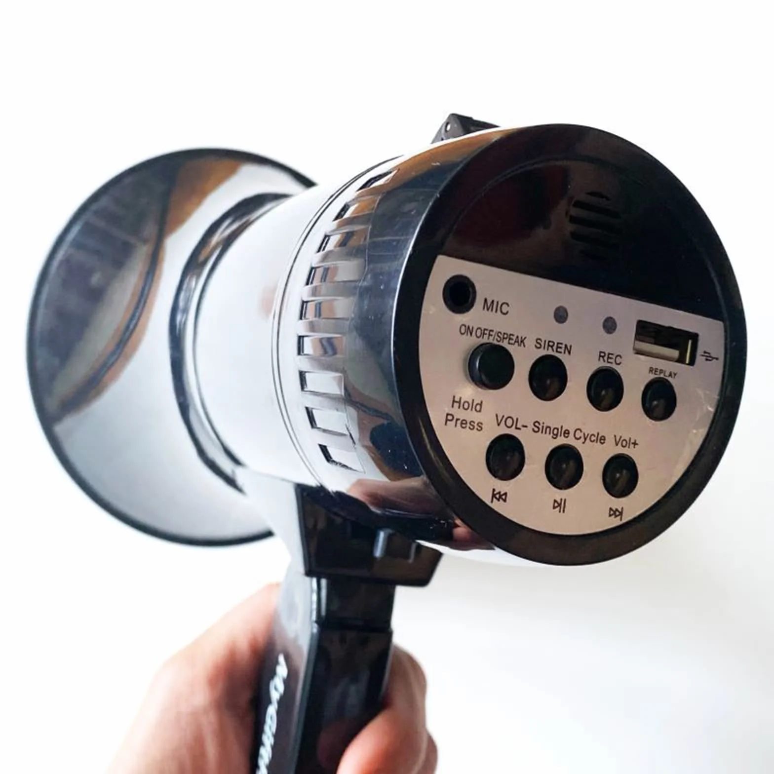 FAMKIT Altavoz megáfono portátil Bullhorn con micrófono desmontable USB