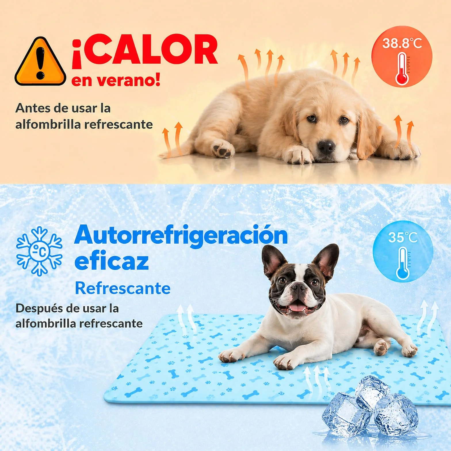 BESCH Alfombrilla Refrescante para Mascotas, Esterilla Refrigerante Autorefrigerante con Gel, Colchoneta Fresca para Perros y Gatos, Uso Verano Interior Exterior 45x60cm