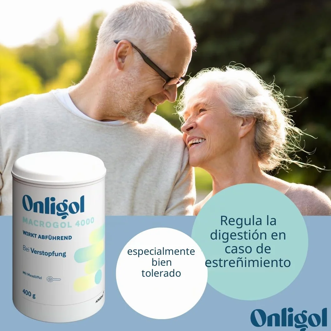 Onligol Macrogol 4000 - Ayuda suave y eficaz para el estreñimiento y el estreñimiento - con macrogol 4000 - sin aditivos ni azúcar, 400 g de polvo