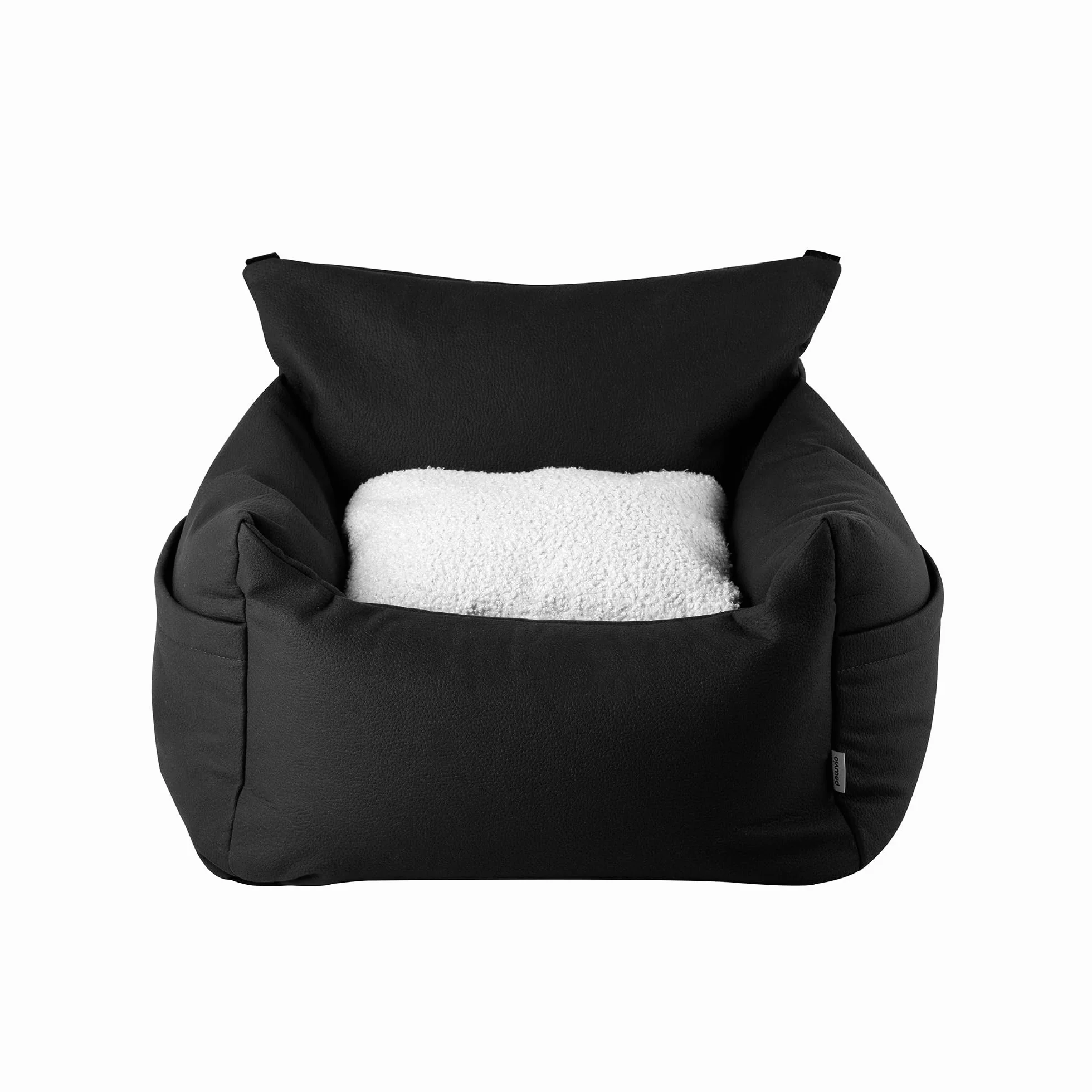 Burgos Asiento Coche Perro, Seguro con Correa para Arnes, Fijacion Estable a Reposacabezas y Asiento, 50x50x40 cm, Proteccion De Tapiceria, Bolsillos Laterales, Funda Lavable a 30C