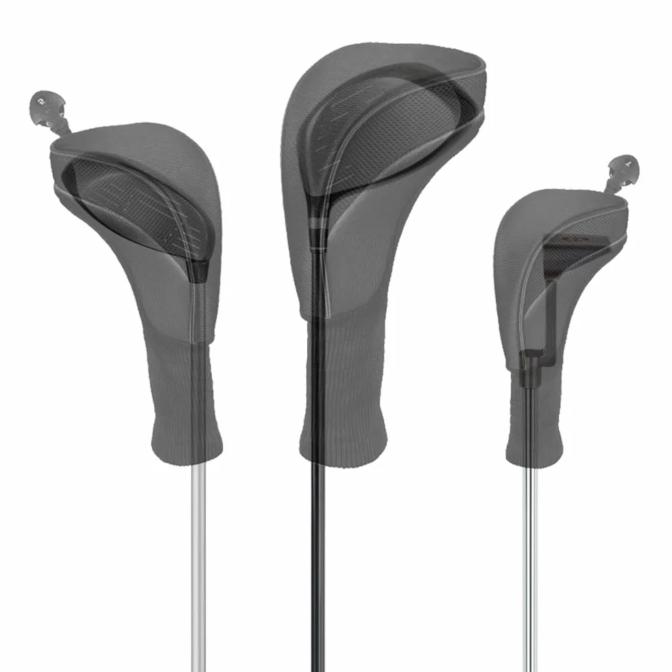 Fundas para cabeza de palos de golf, juego de 3 fundas de hierro con etiqueta intercambiable