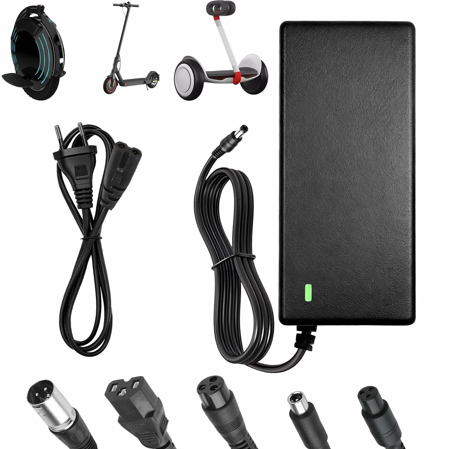 Cargador Patinete Eléctrico 42V 2A Adaptador Universal para Hoverboard 36V Xiaomi M365 EU Plug