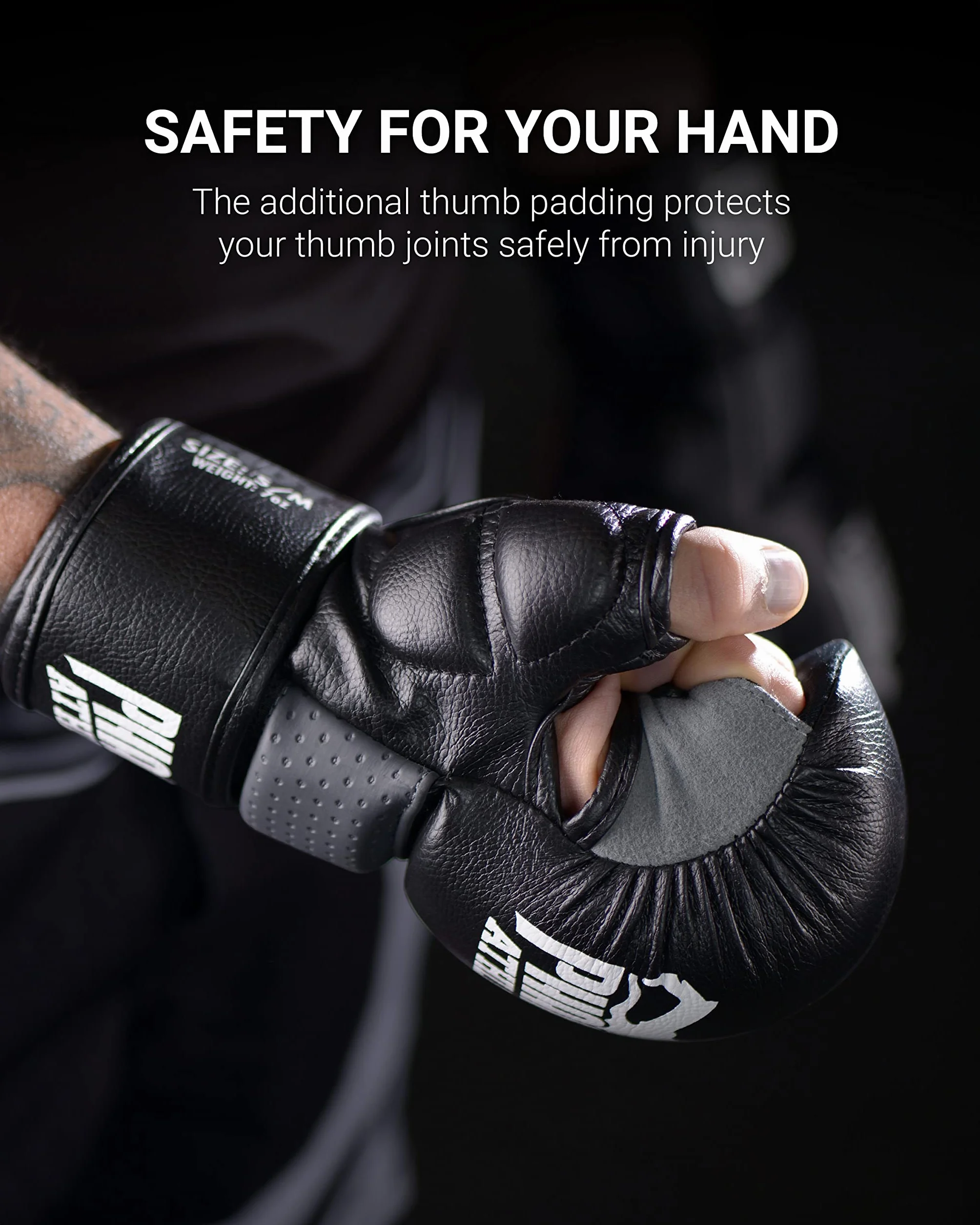 Guantes Phantom MMA Riot Protección Sparring Seguridad Pulgar Muñeca Agarre Abierto Grappling