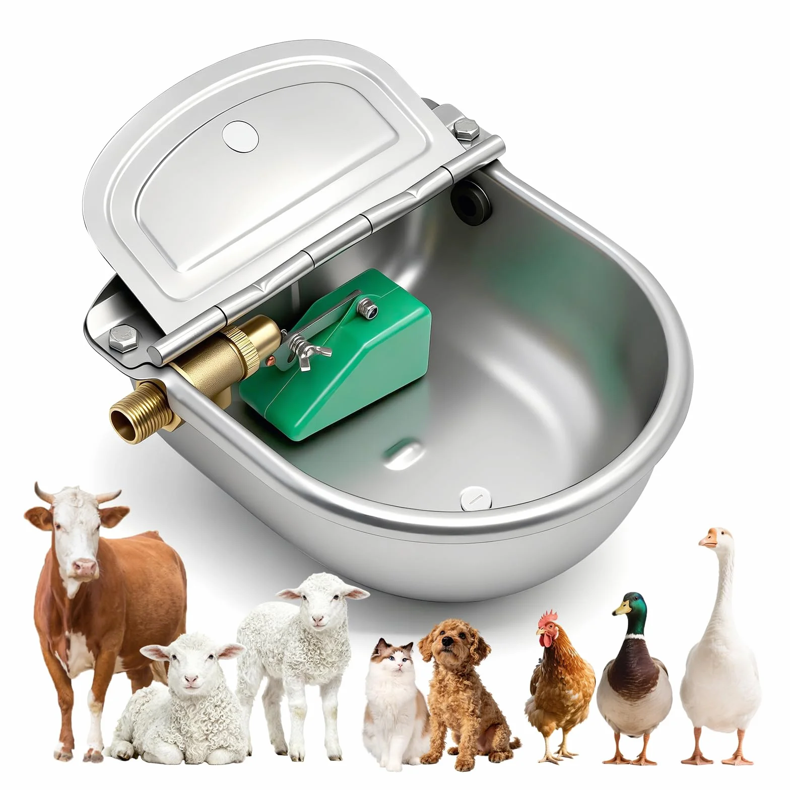 Bebedero Automatico con Valvula Flotador,Acero Inoxidable Bebedero Ganadero,Bebedero Caballos & Vacas Automatico,Bebedero para Ovejas Exterior,Bebedero Automatico para Ganado para Animales