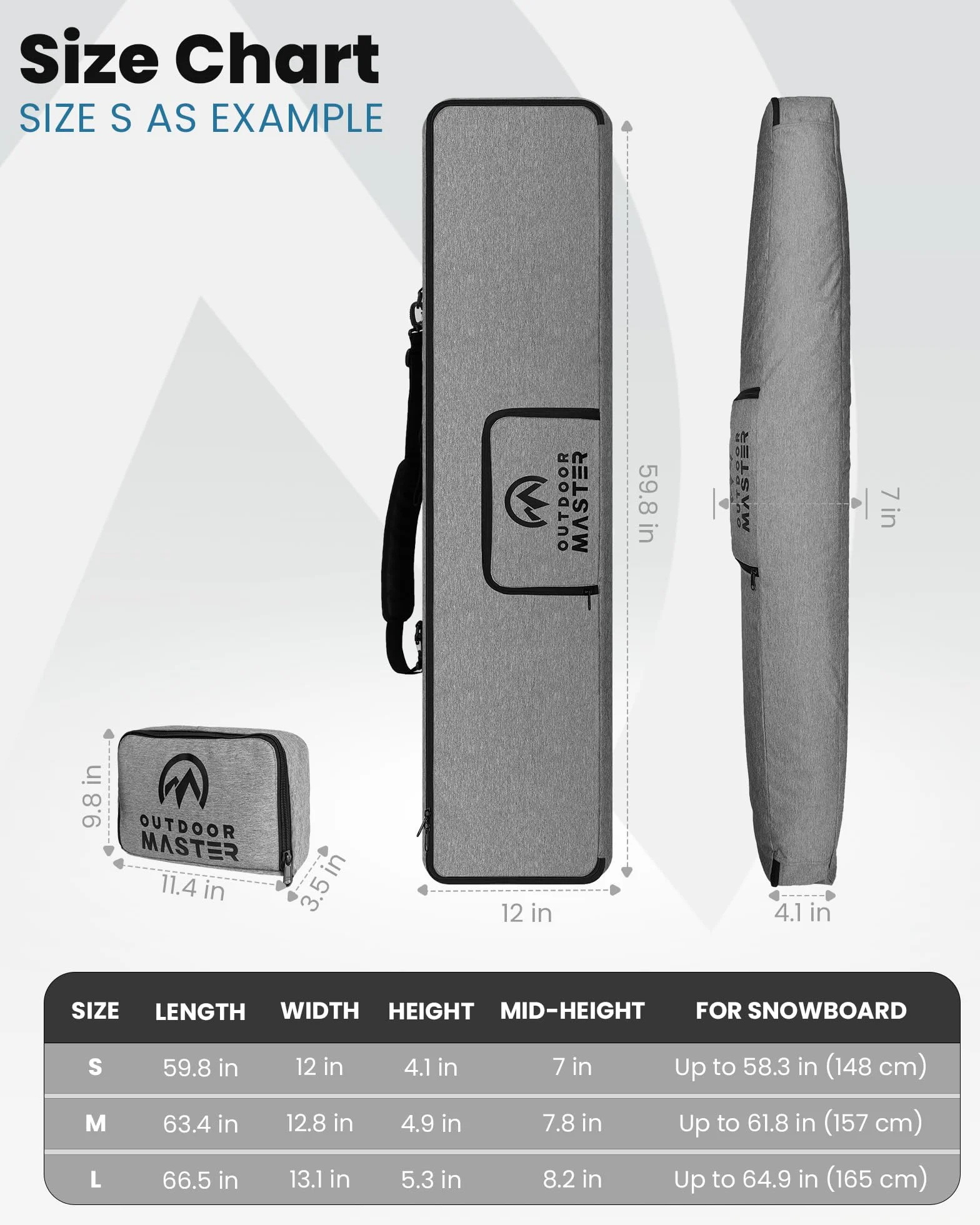 OutdoorMaster Bolsa de Snowboard 900D Resistente al Agua Plegable