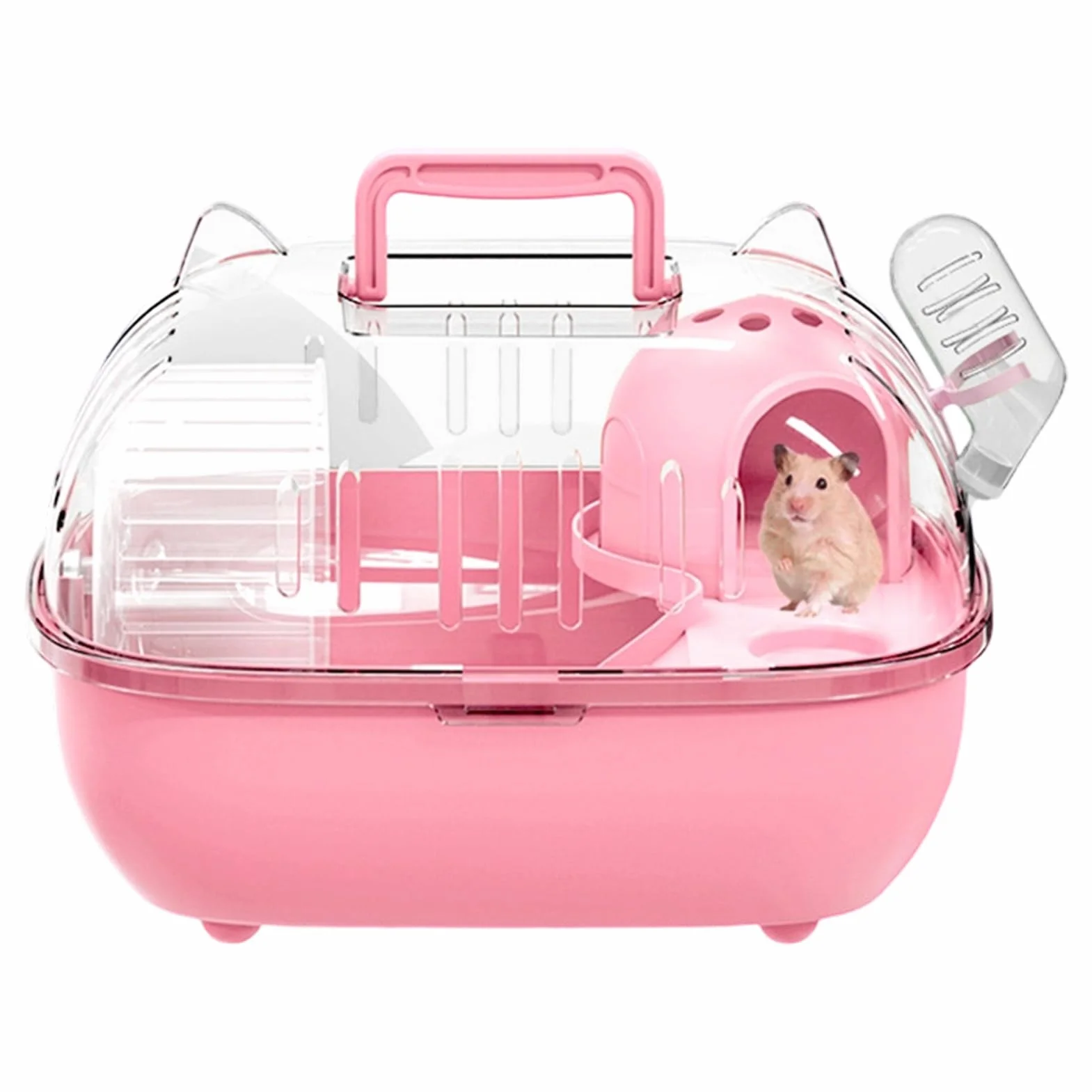 De Transporte Hámster – Jaula Viaje con Tapa Transparente, Ventilación Segura | Portador Compacto para Roedores Reptiles, Hamsters Conejos Lagartos, Excursión Picnic Corta Duración, Cómodo Liger