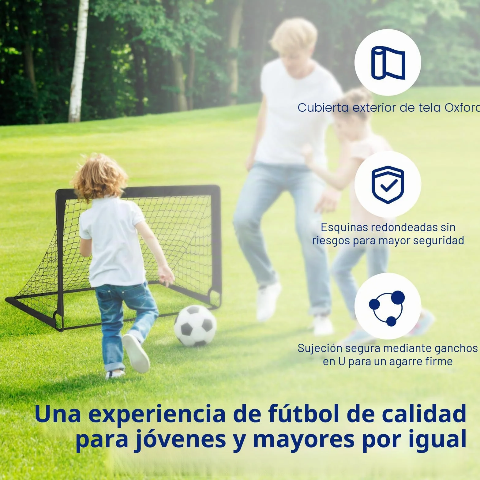 Portería de fútbol plegable 2 unidades con barras de fibra de vidrio y bolsa de transporte