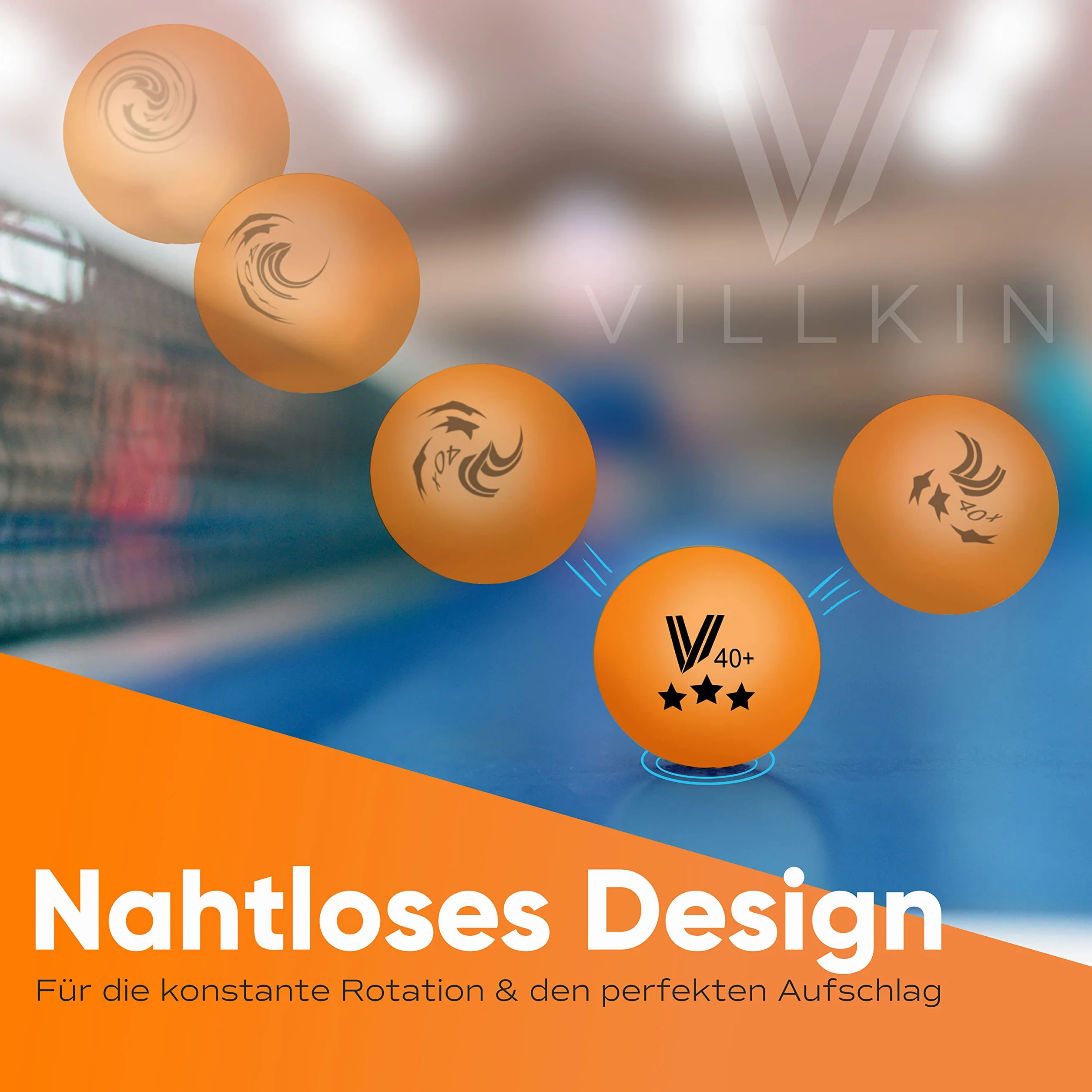 Villkin Pelotas de ping pong 40 mm 24 unidades naranja