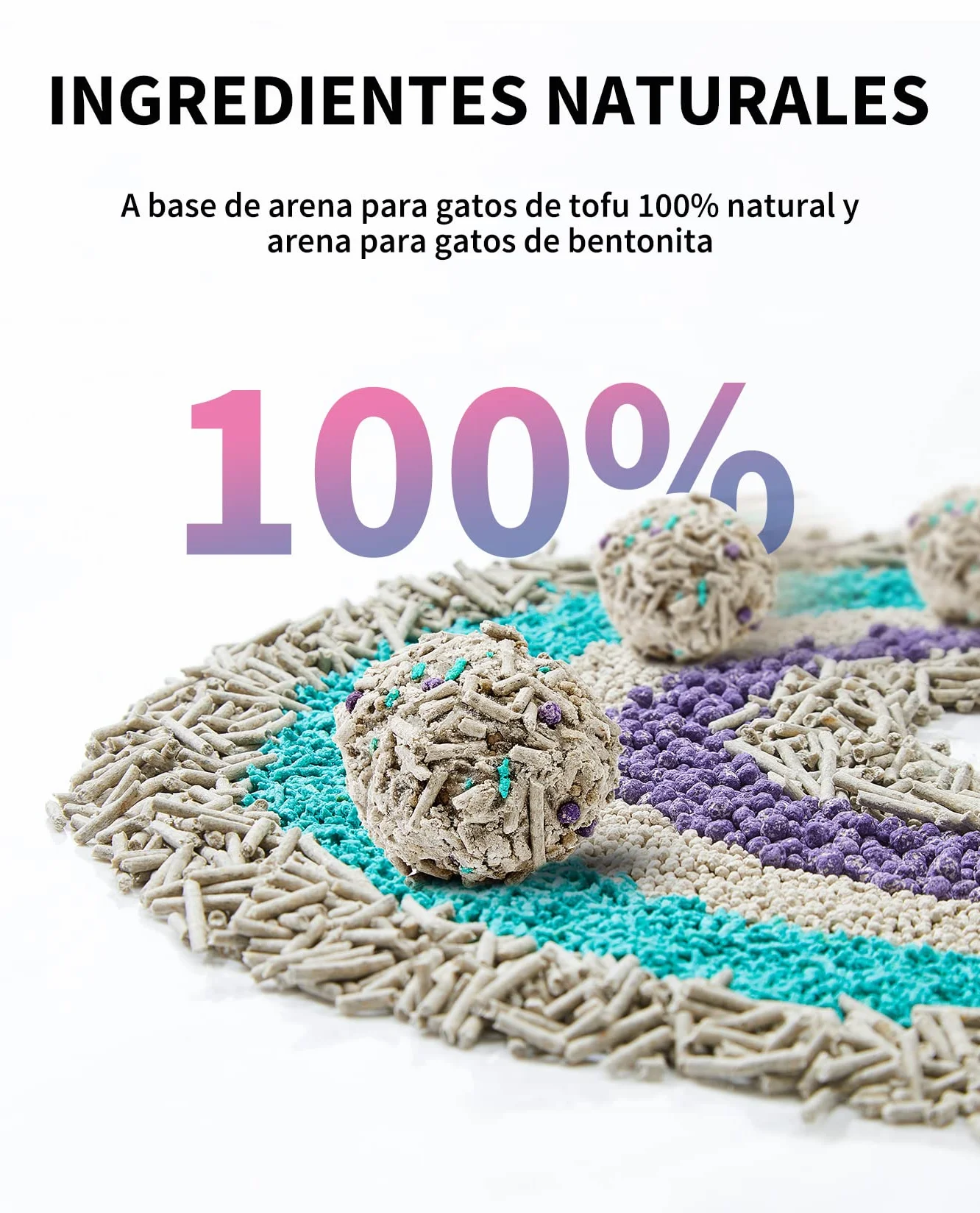 PETKIT Arena Mixta para Gatos 5 en 1, Enjuagable, Sin Olores, con Carbón Activado, Ultra Absorbente y de Secado Rápido(Cuatro Bolsas)