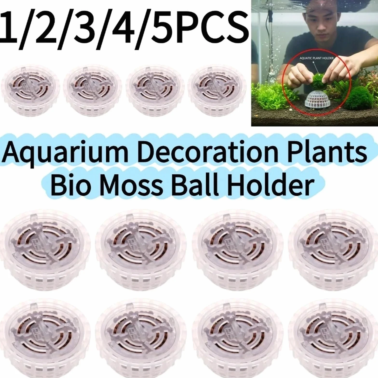 Acuario Decoración Plantas Bio Moss Ball Holder para Acuario | Accesorios de filtro de decoración for pecera, casa de camarones rojos cristalinos, for acuario(5PCS)