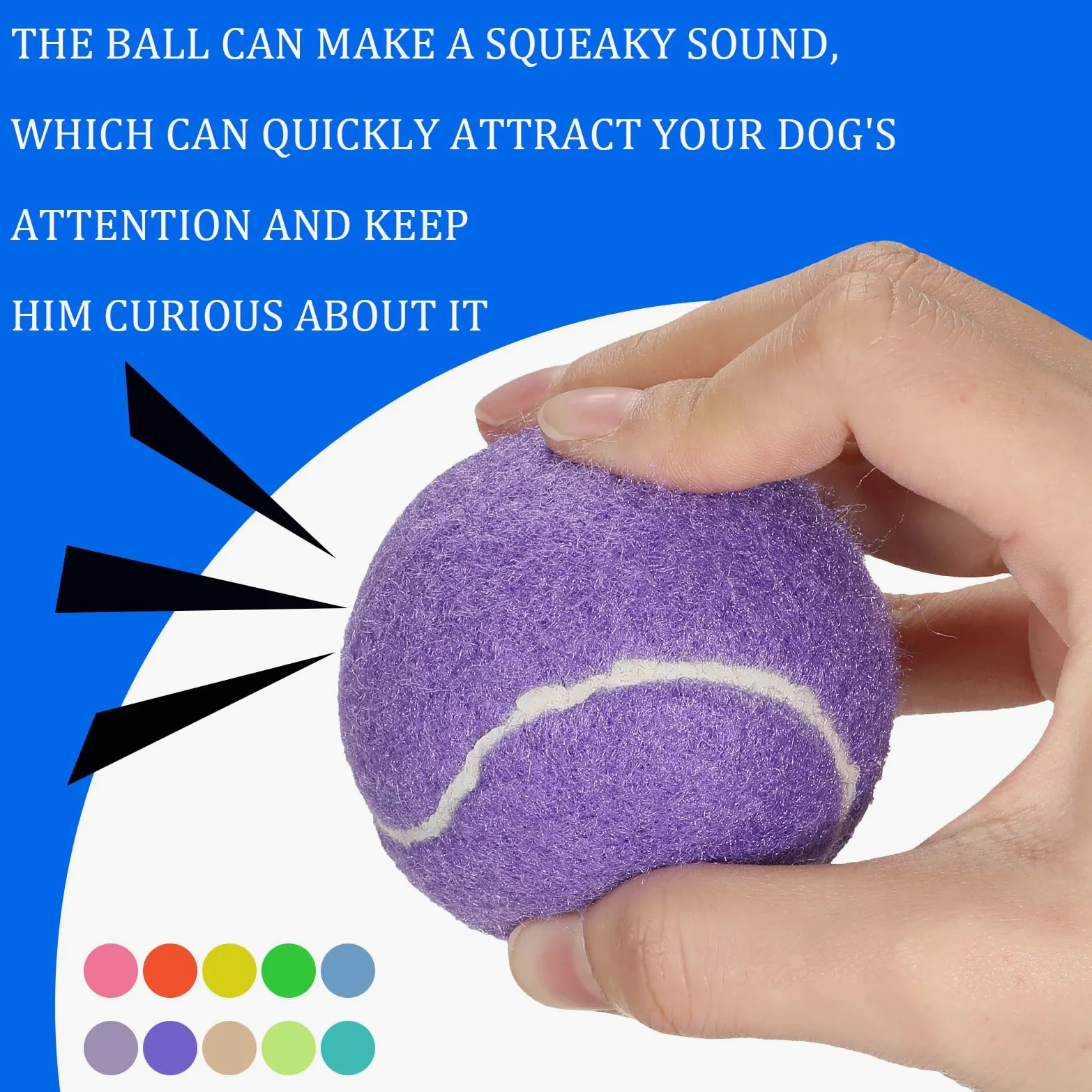 Liliful 50 pelotas de tenis chirriantes para perros de 2.5 pulgadas para jugar a mascotas, perros medianos y grandes, pelotas de cachorro para entrenamiento, juguete de pelota de perro con chirriador