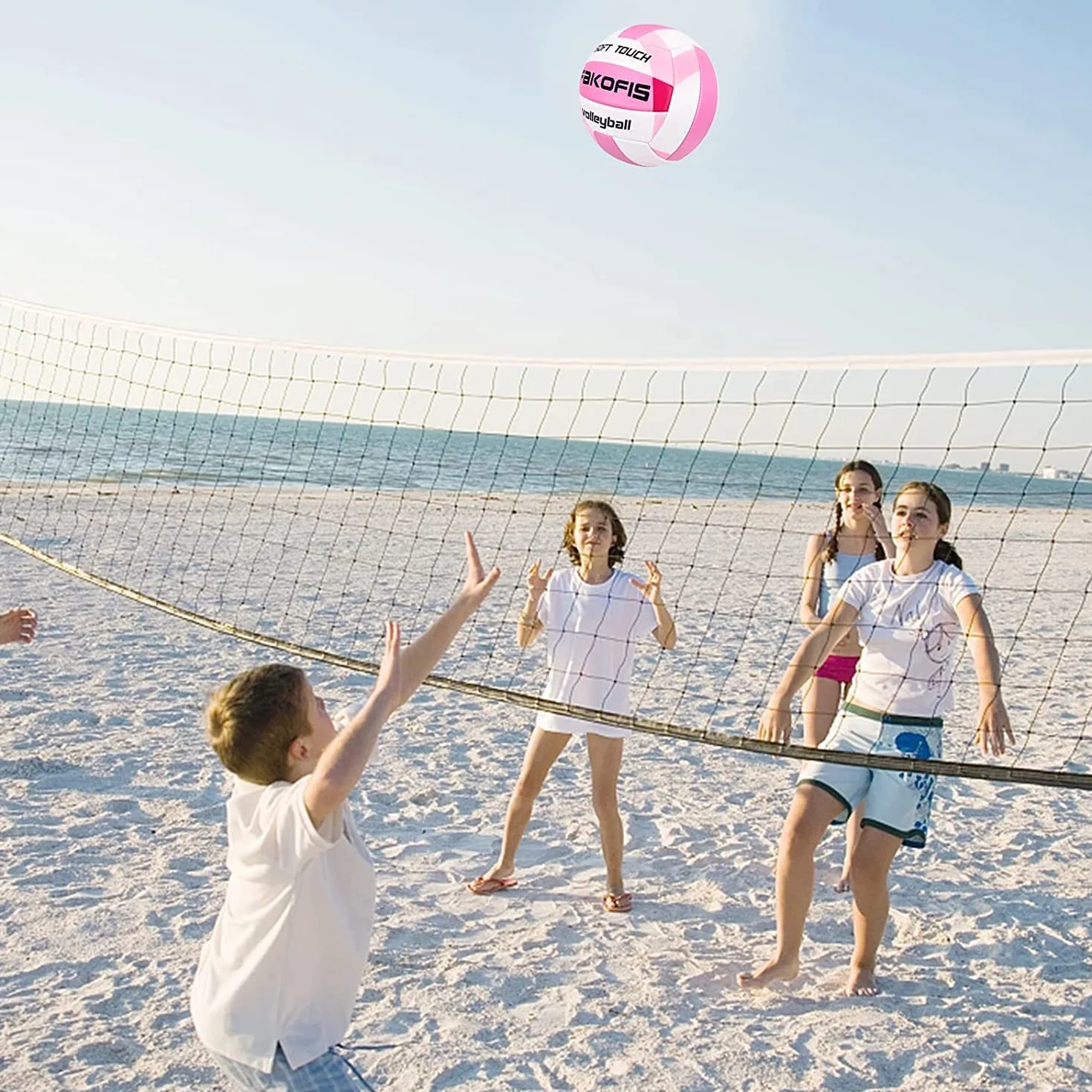 Balón de voleibol playa tamaño oficial 5 rosa para adultos interior exterior