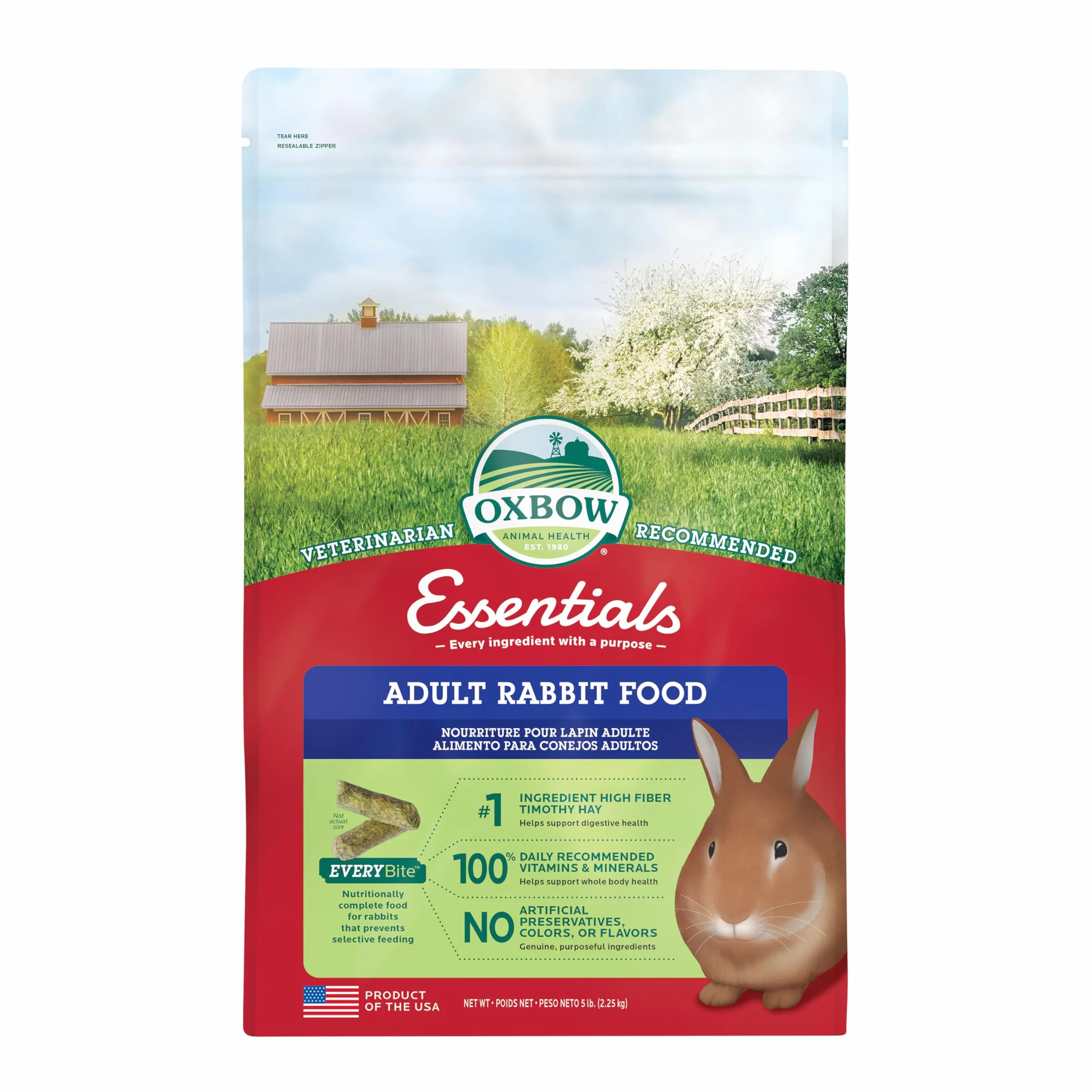 Oxbow Bunny Basics Alimento Timothy Pellet Alto en Fibra para Conejos - 2,25 kg