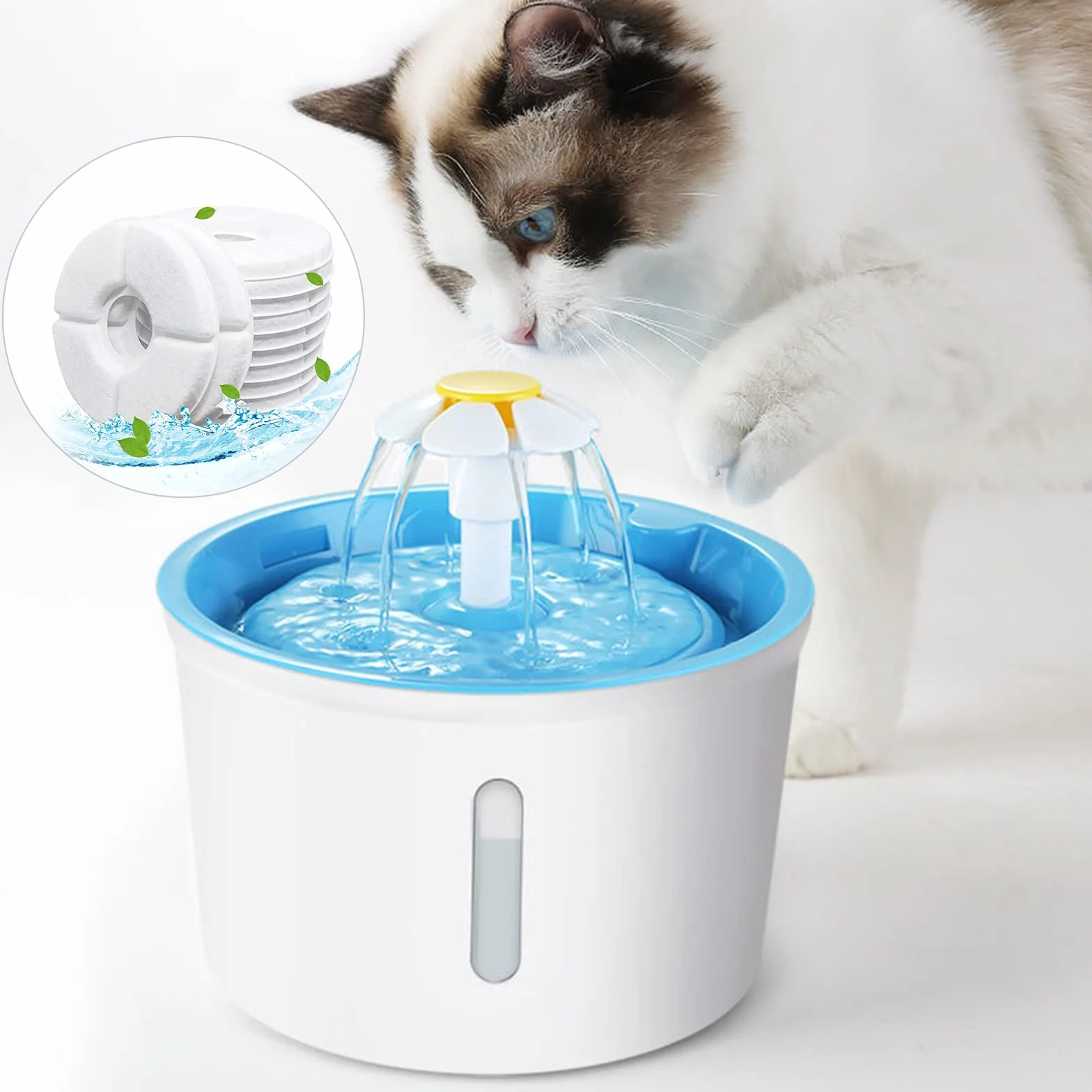Filtros de Repuesto de Fuente de Agua para Perros y Gatos [10 Piezas], Redondo, 2-2,5 l