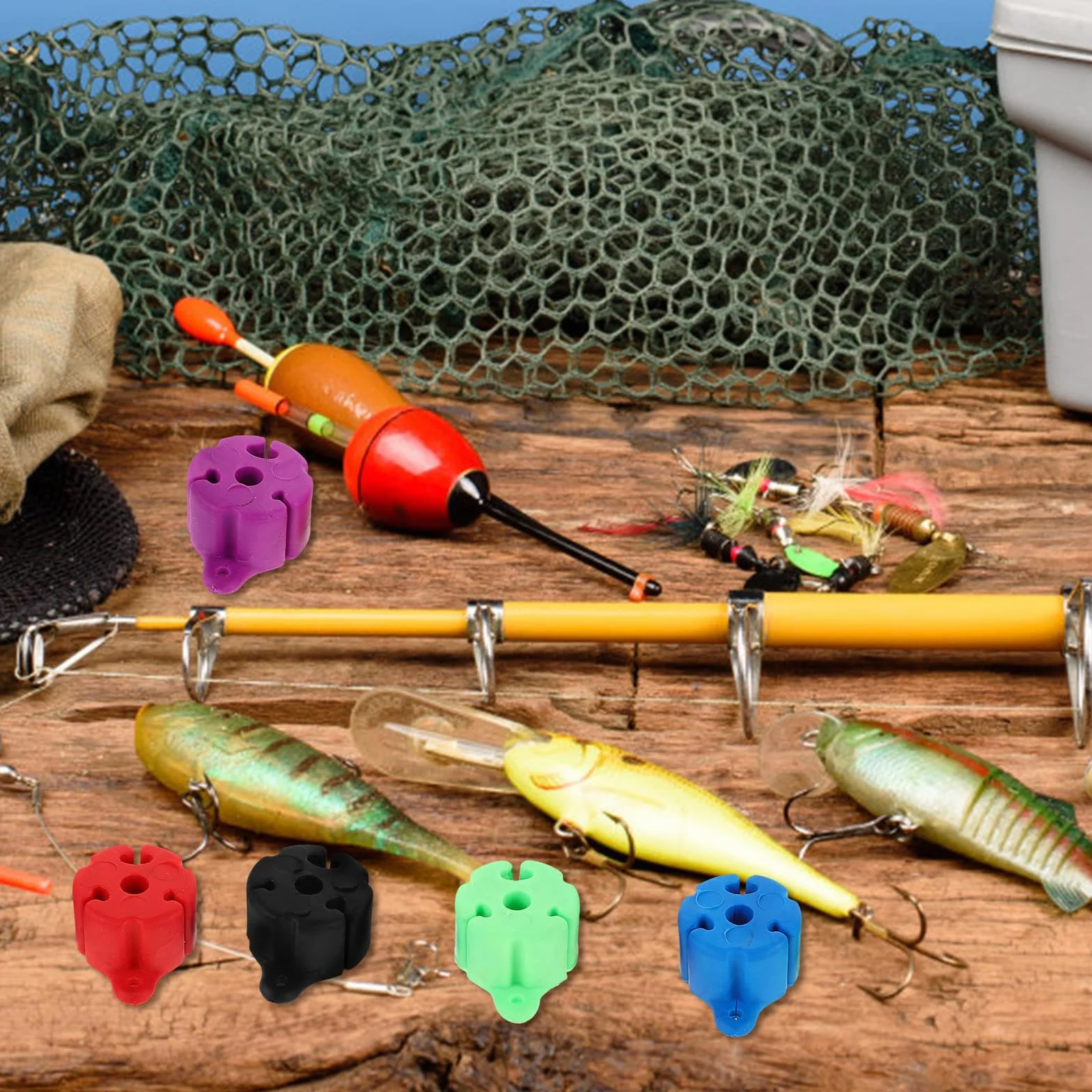 Soportes de Silicona para Cañas de Pescar 5 Piezas Antideslizantes Clips Varillas Surfcasting
