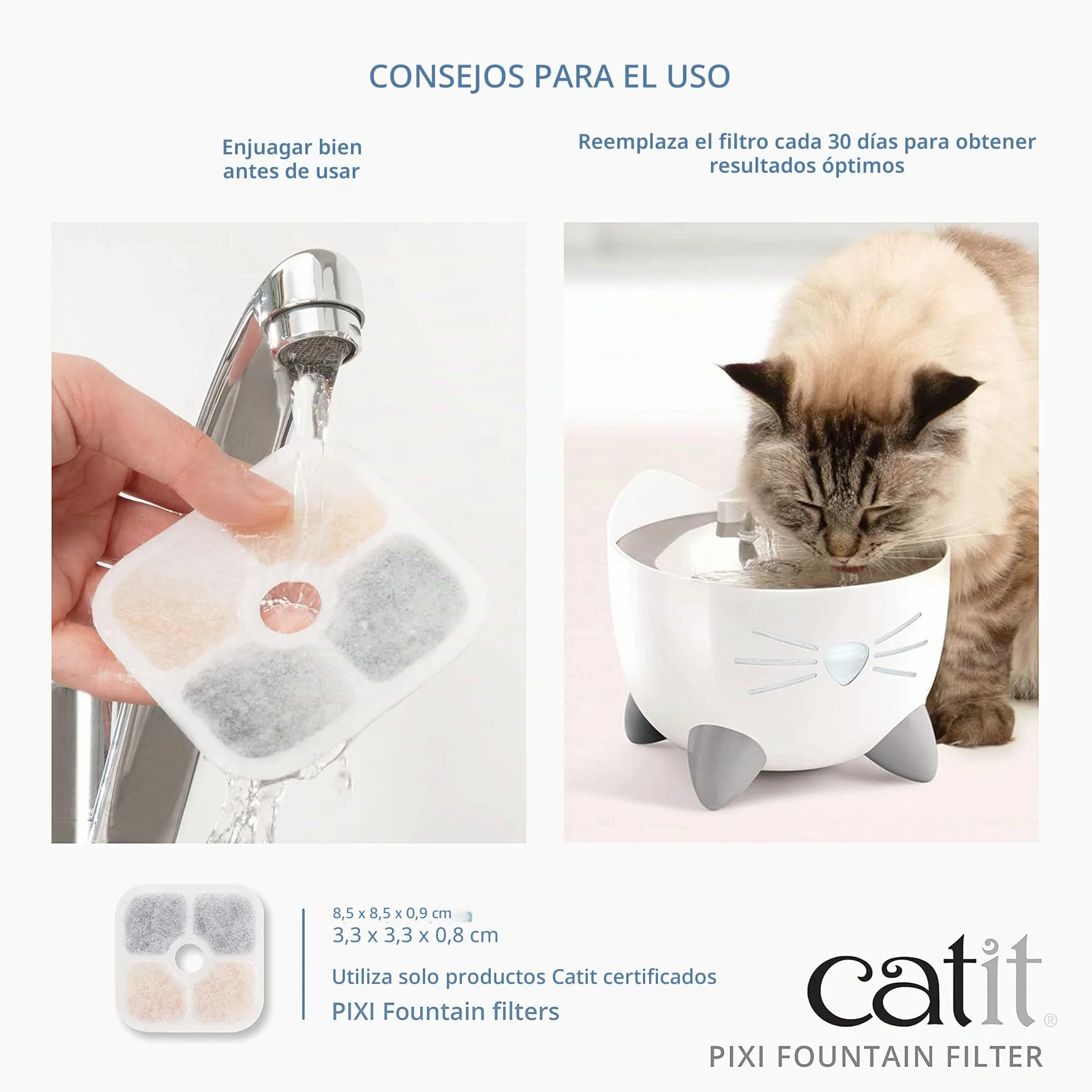 Catit Pixi Filtro para bebederos fuente, 6 unidades