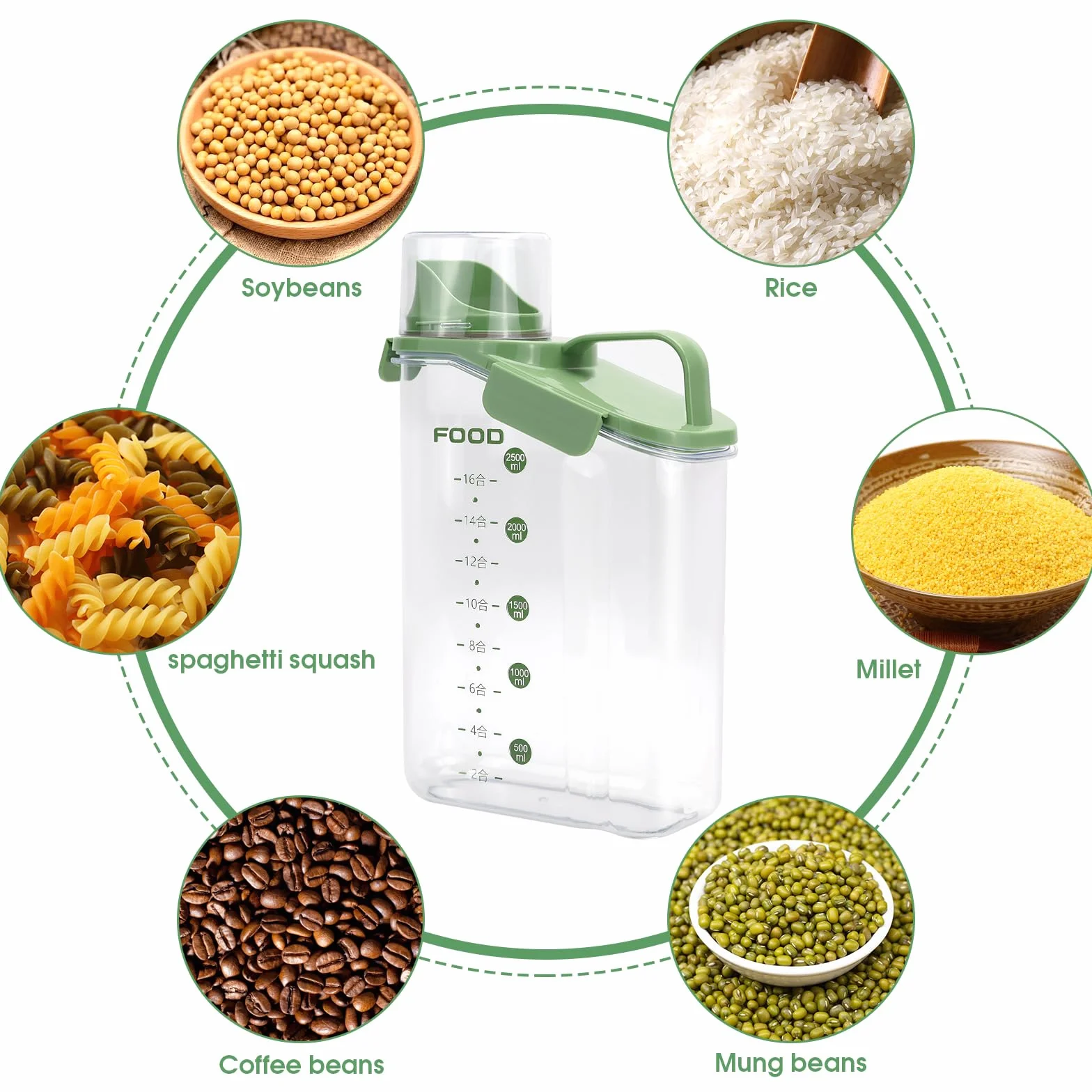 Contenedor Pienso Perros 3L Botes Cocina Almacenaje con Vaso Medidor Pienso Transparente Botes Hermeticos Cocina para Cereales Arroz Comida para Mascotas