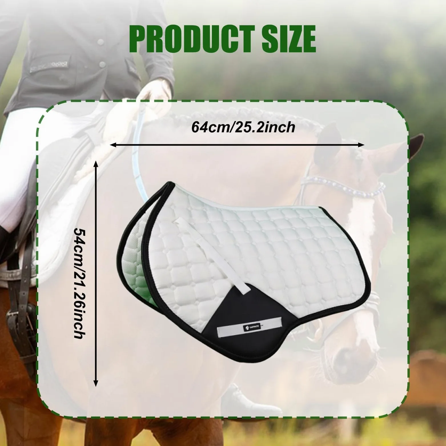 Manta para Caballo Almohadilla de Silla de Montar Cojín Ecuestre Antideslizante Absorbente de Sudor de Lona Adecuada para Entrenamiento Salto Ecuestre