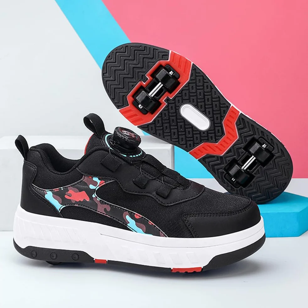 ENEN Zapatos con Ruedas Zapatillas con 4 Ruedas para Niños y Niña Exterior Patinaje Multifuncionales