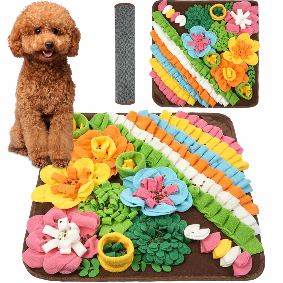 OSDUE Alfombra Olfativa Perros, 50cm Lavable a Máquina Snuffle Mat para Perros Portátil Interactiva Almohadilla Olfatear Mascotas Estera de Alimentación Lenta para Mascotas Entrenamiento de Forrajeo